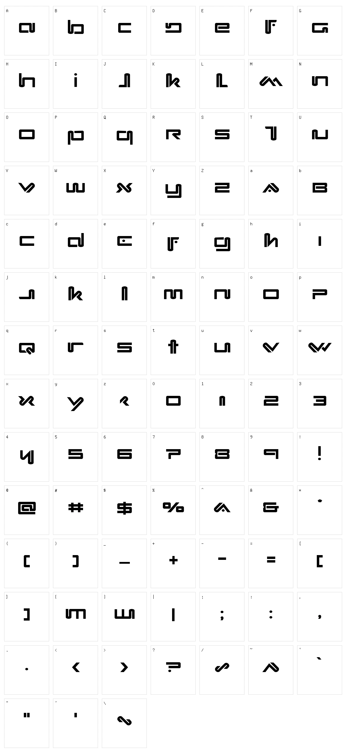 Xephyr Character Set
