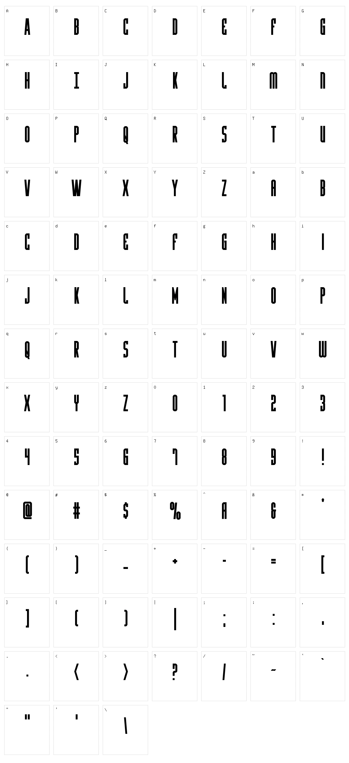 Y-Files Character Set