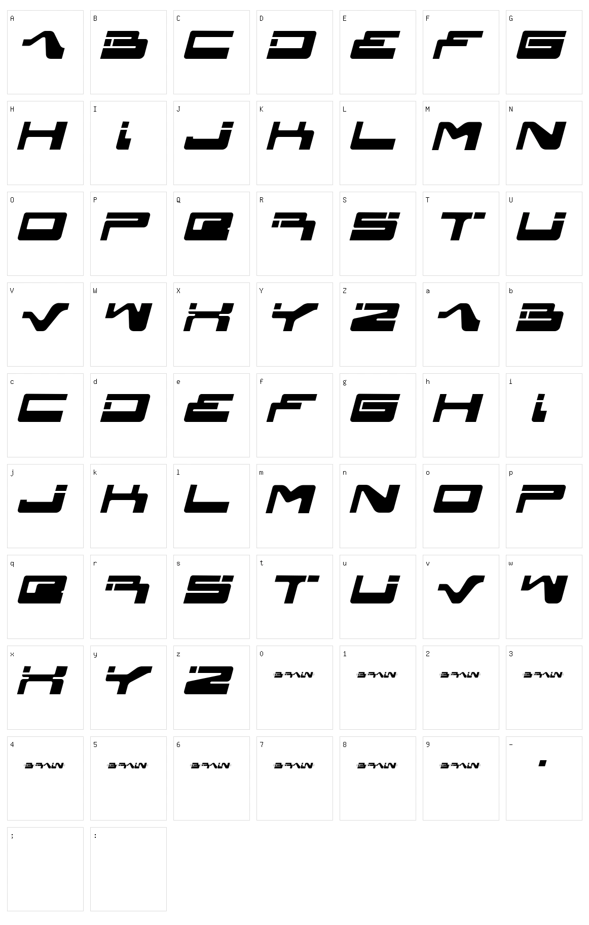Yagiza Character Set