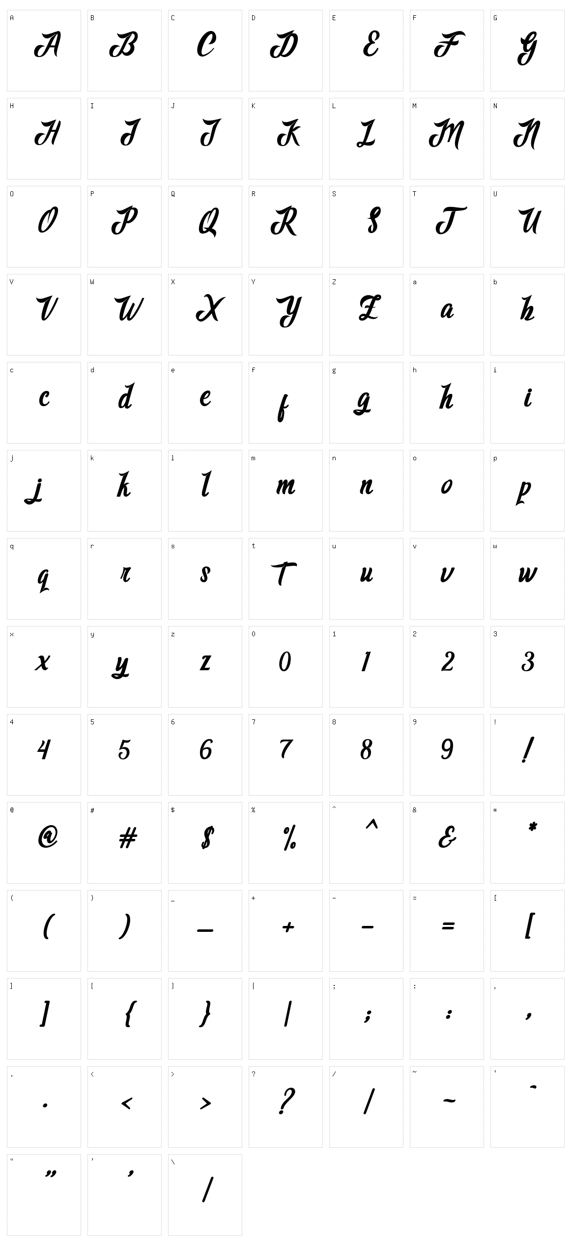 Adventure Script Character Set