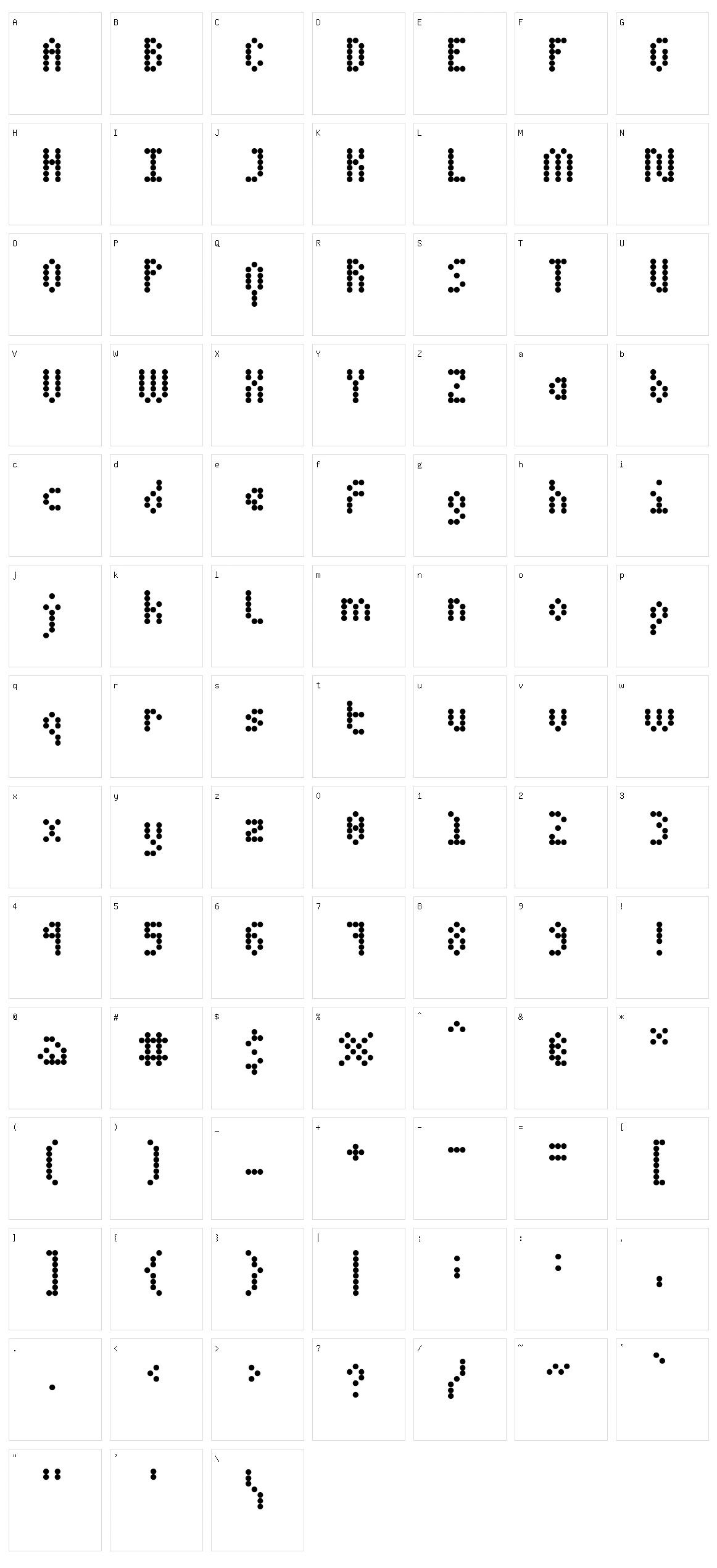 5 Dotmatrix 1979 Character Set