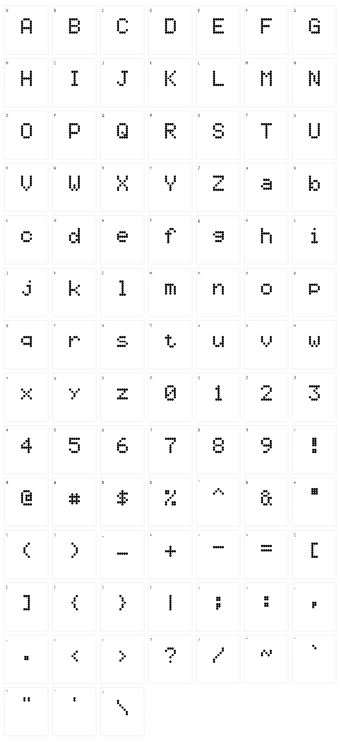 5by7 Character Set
