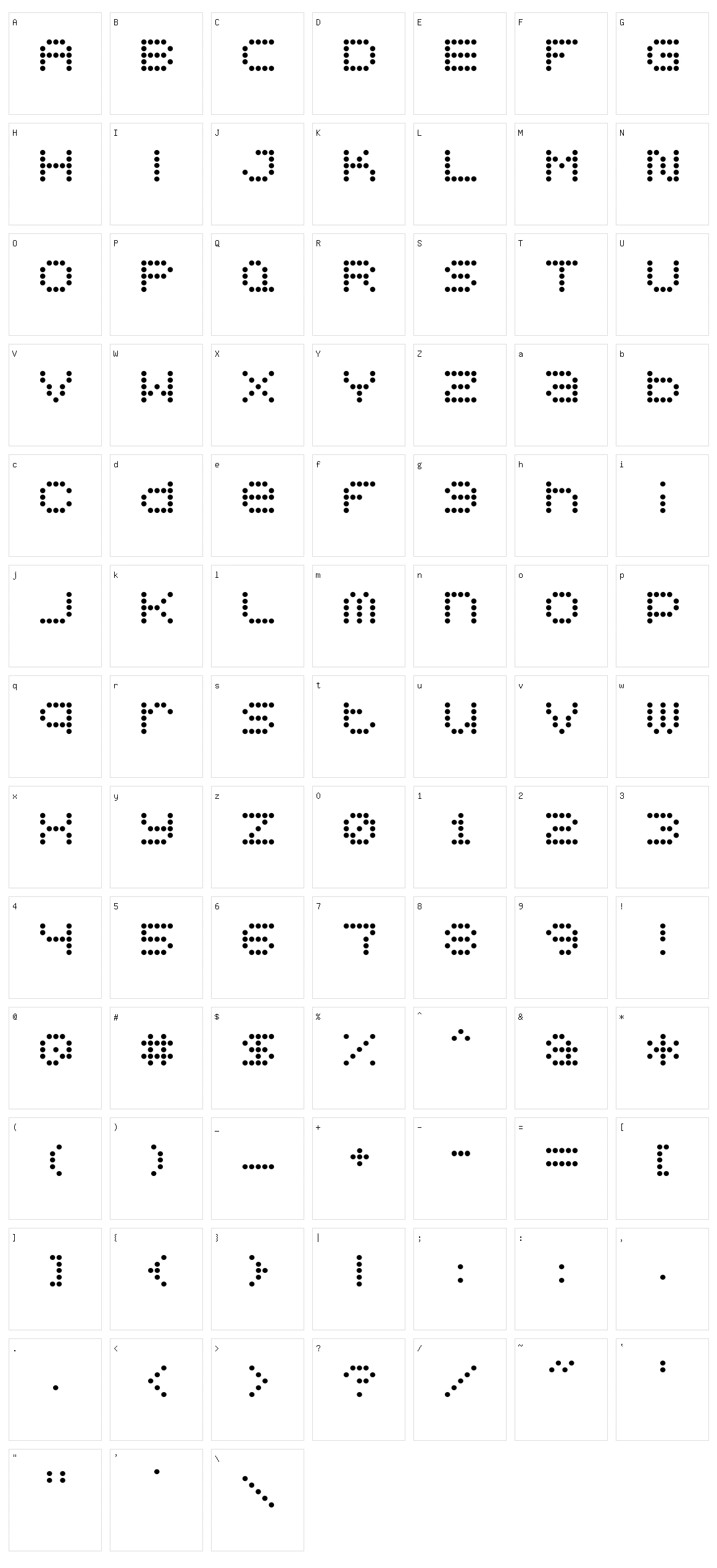 5x5 Dots Character Set