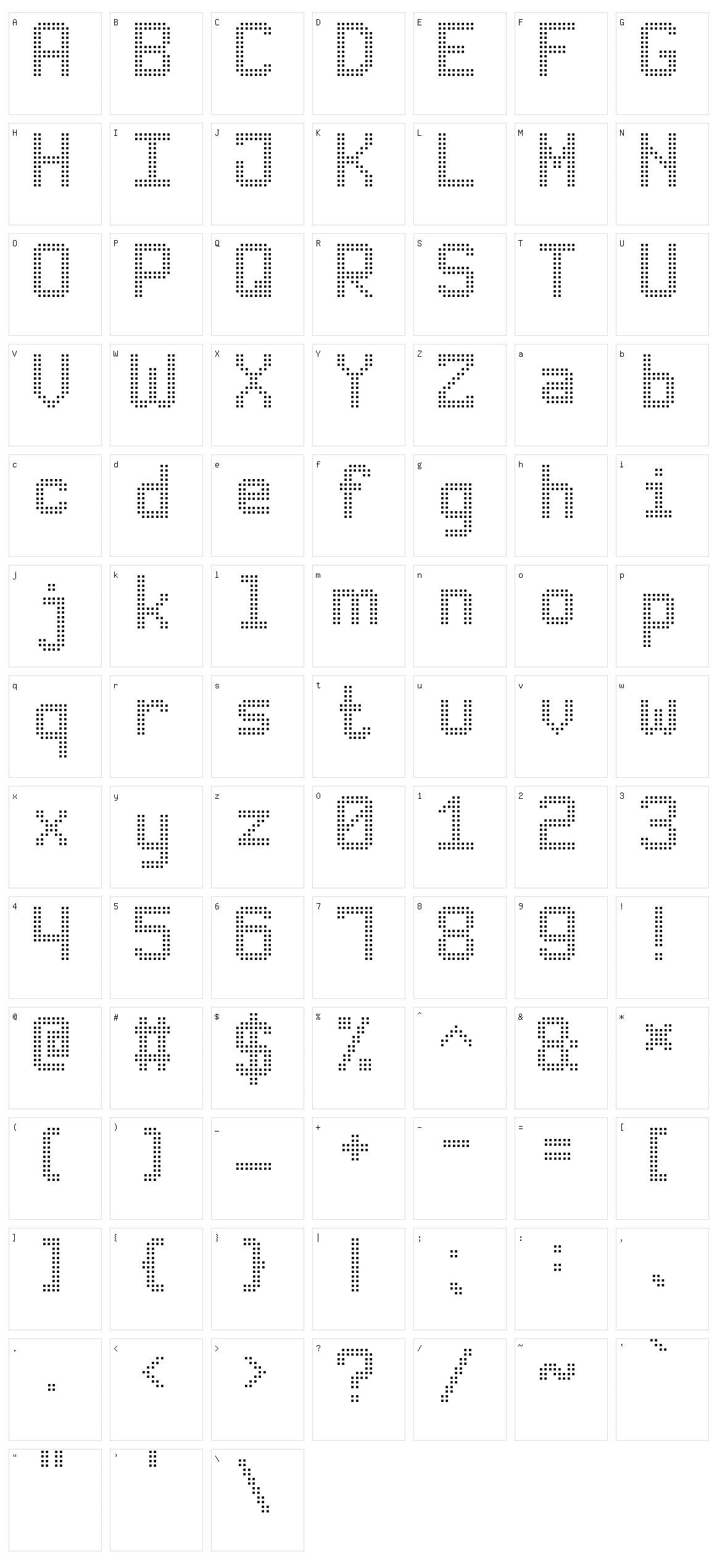 Advanced Dot Digital-7 Character Set