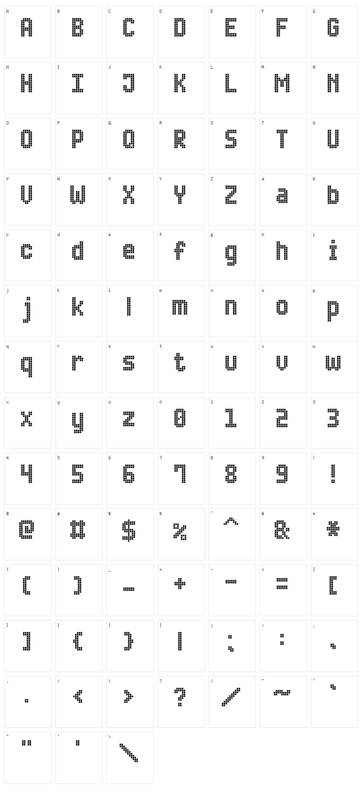Advanced LED Board-7 Character Set