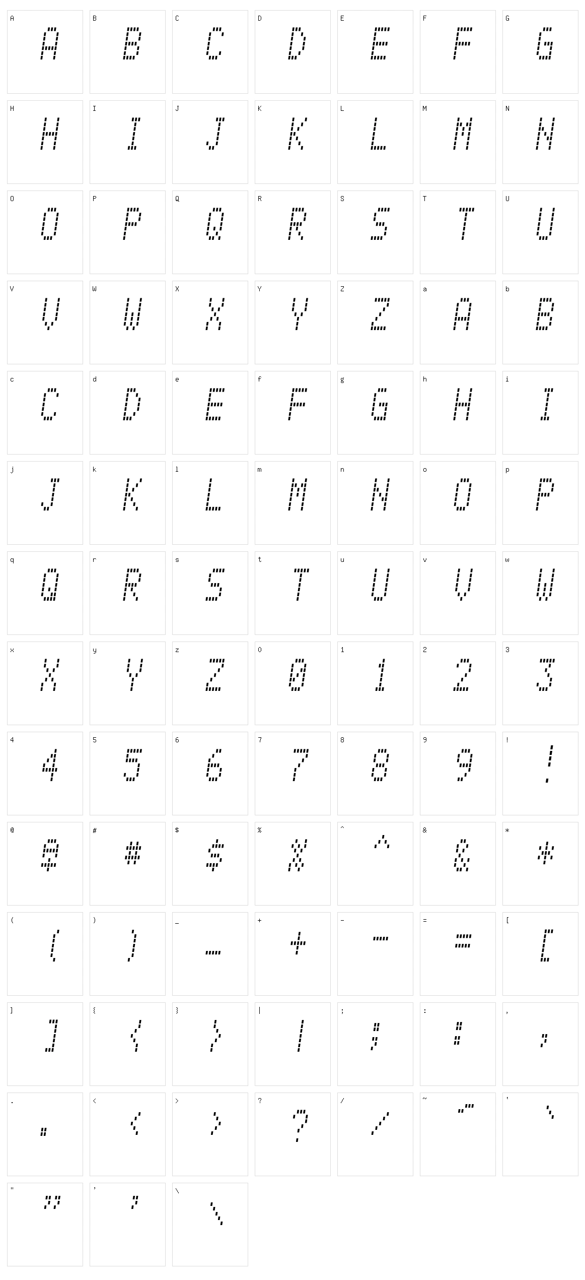 Alpine 7558M Character Set