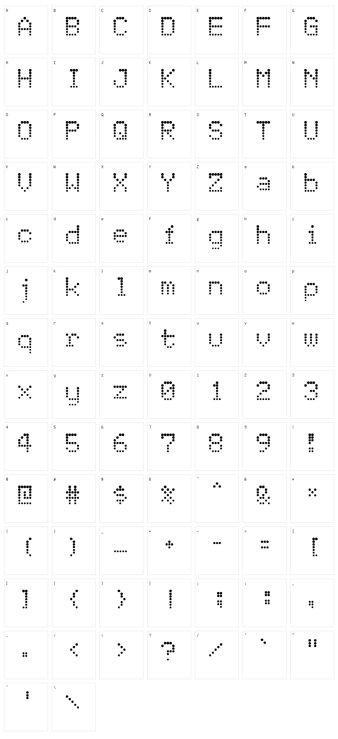 Atomic Clock Radio Character Set
