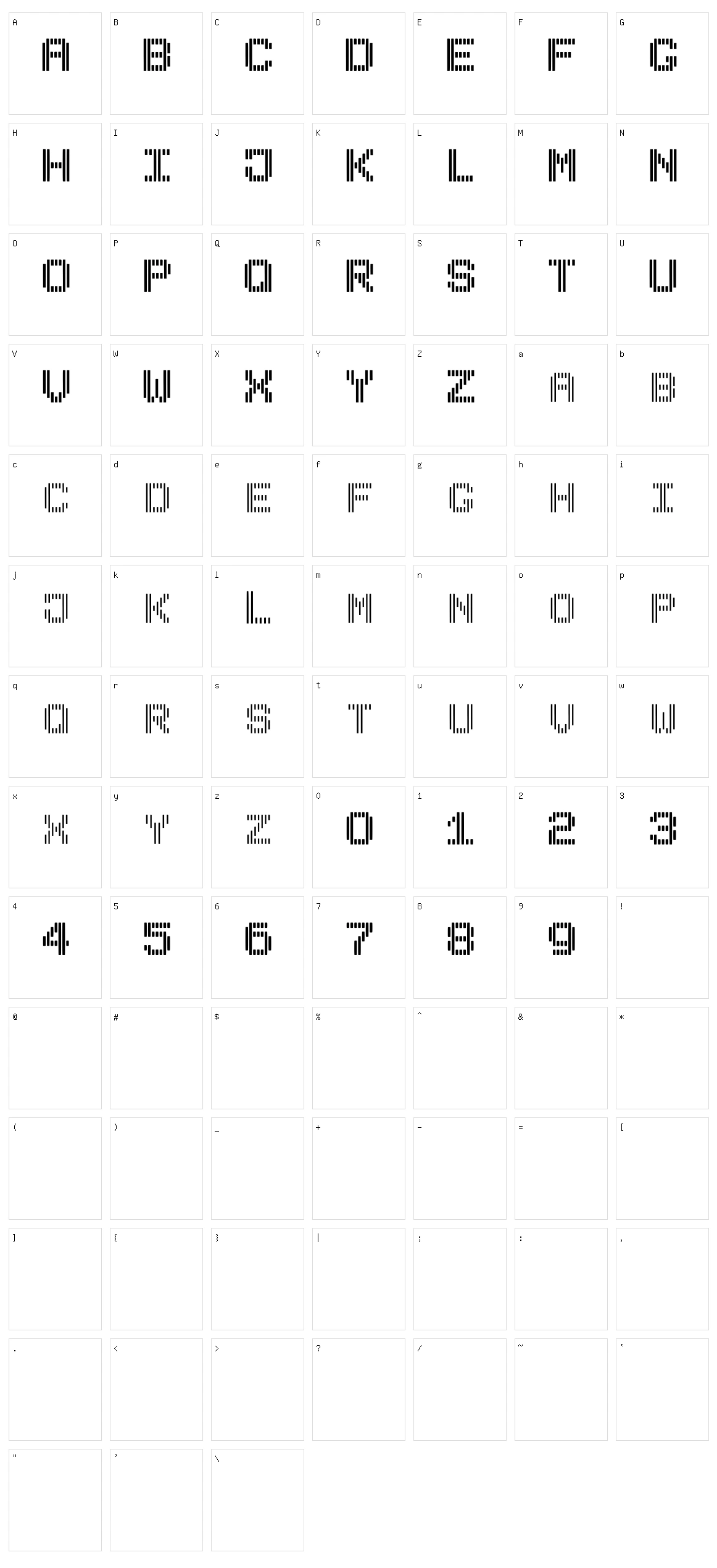 Blindsh Character Set