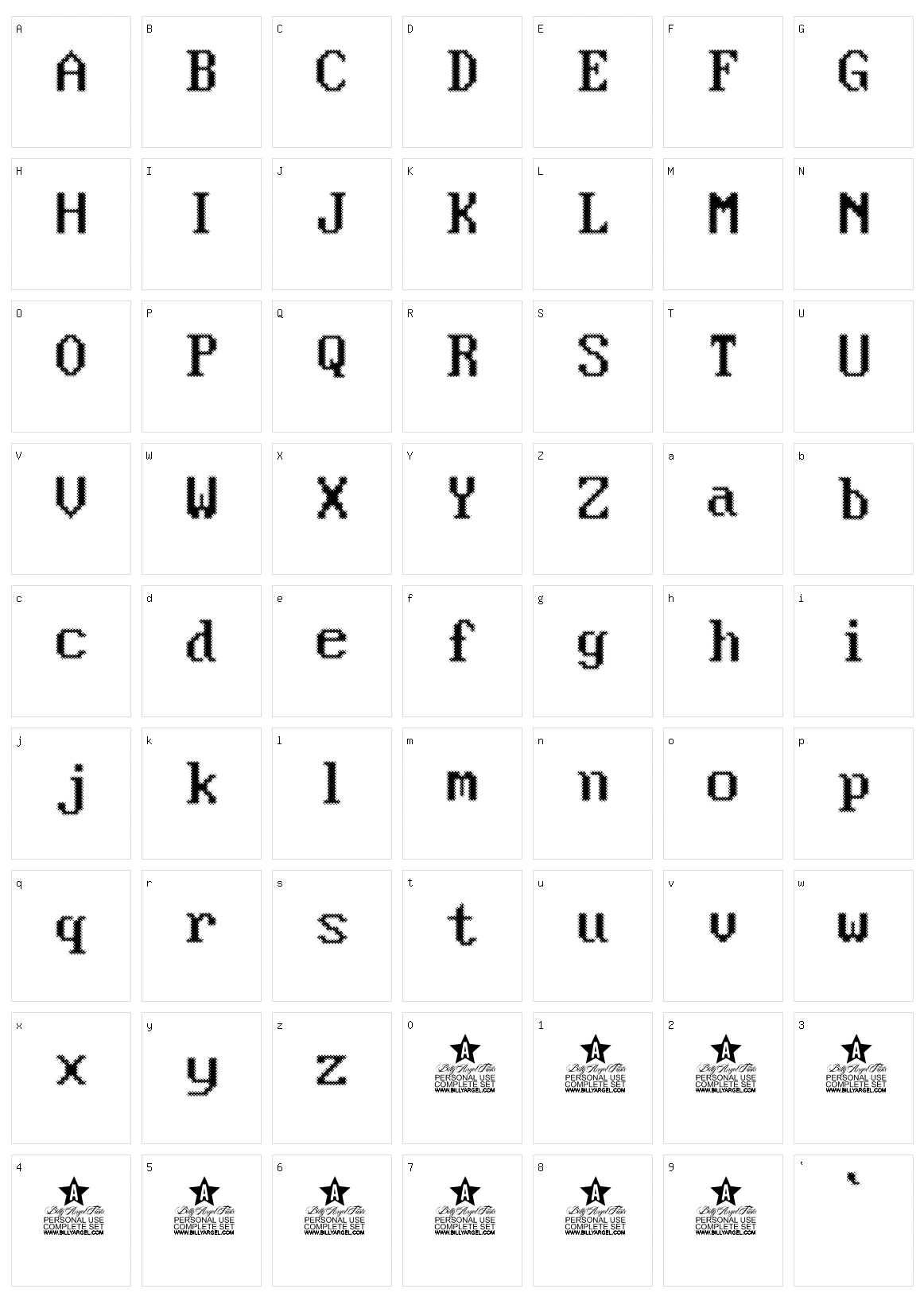 Blue Screen Character Set