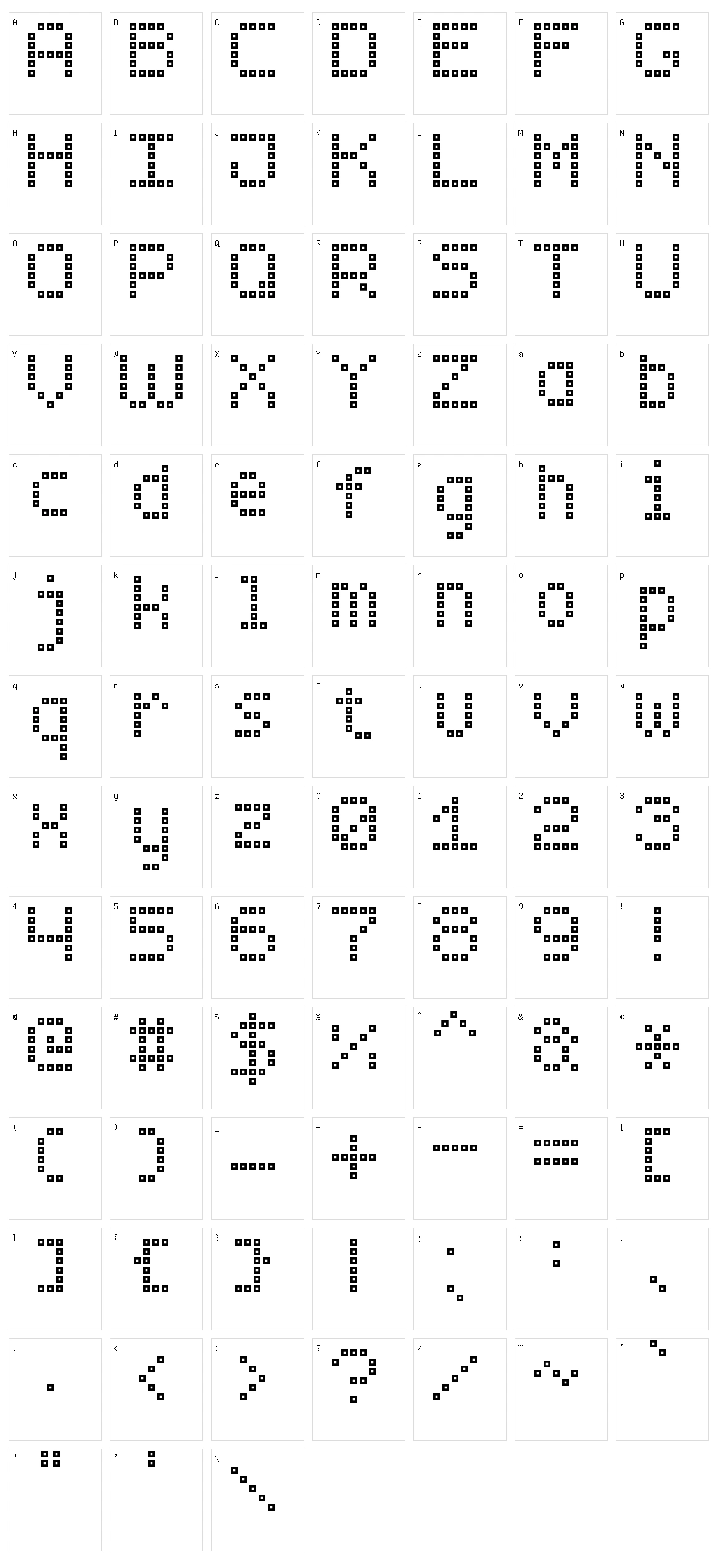 Brick LED-7 Character Set