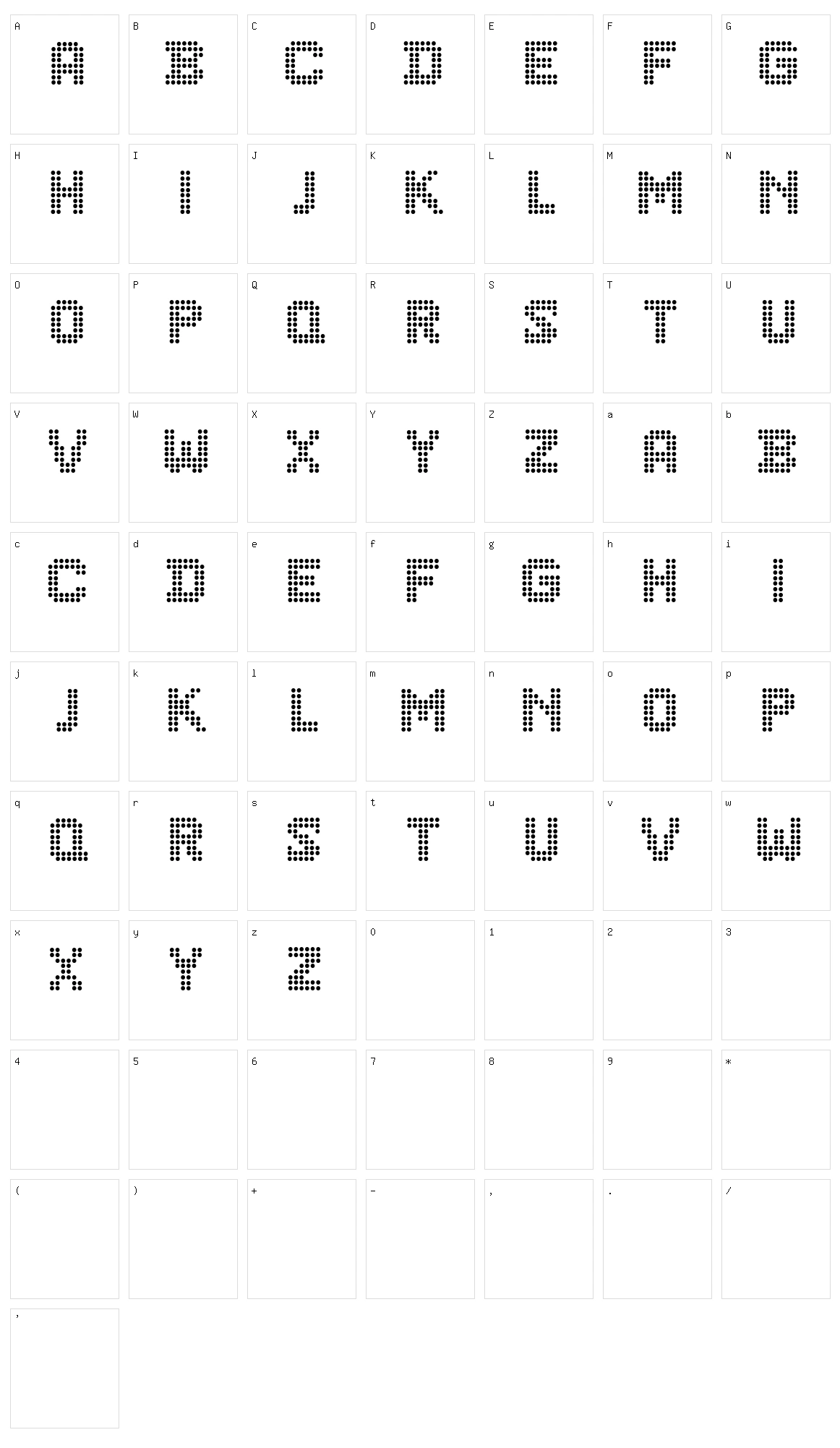 CF Dots 521 Character Set