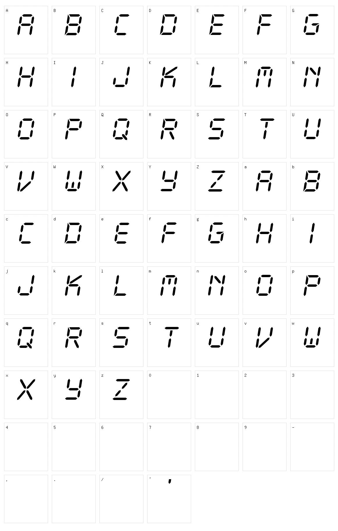 CF LCD 521 Character Set