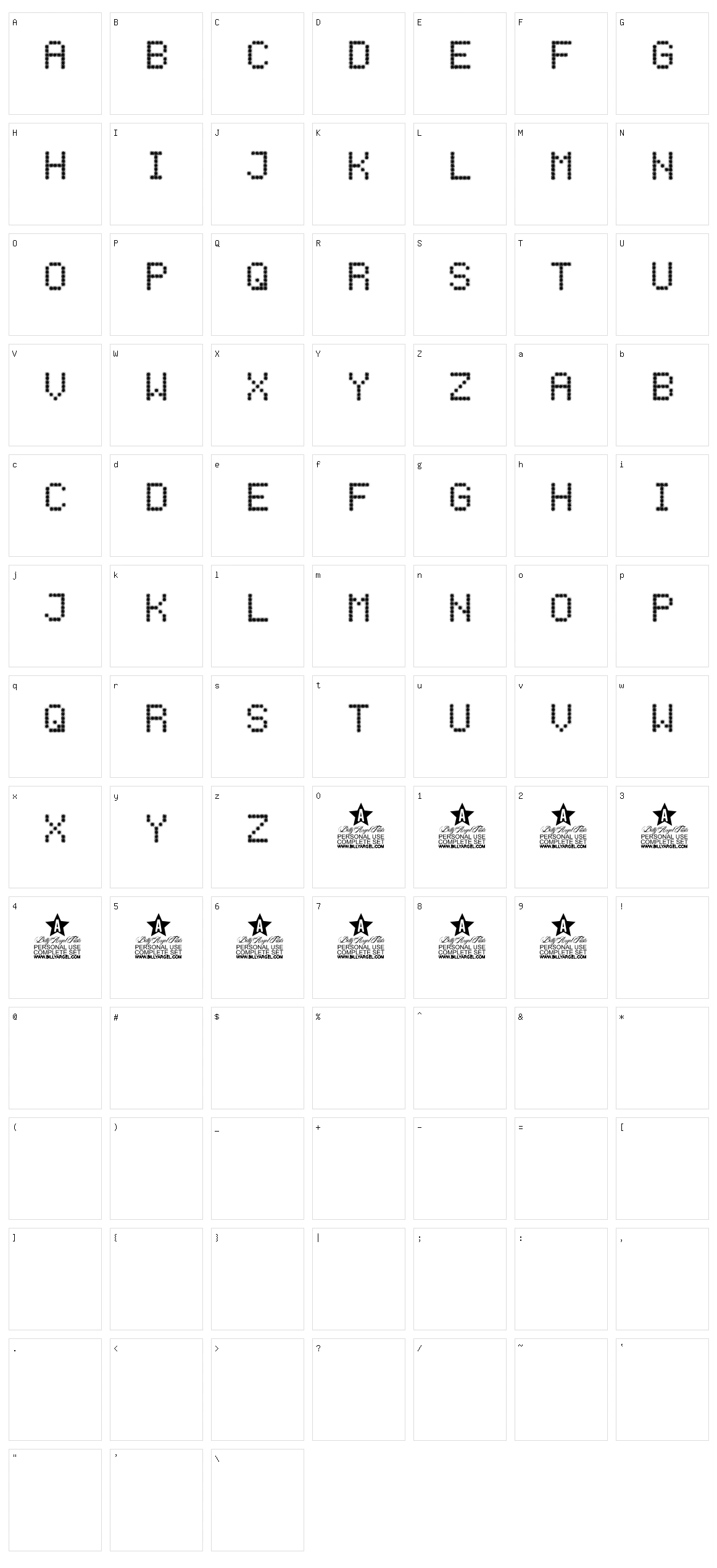 Cluster Glitch Character Set