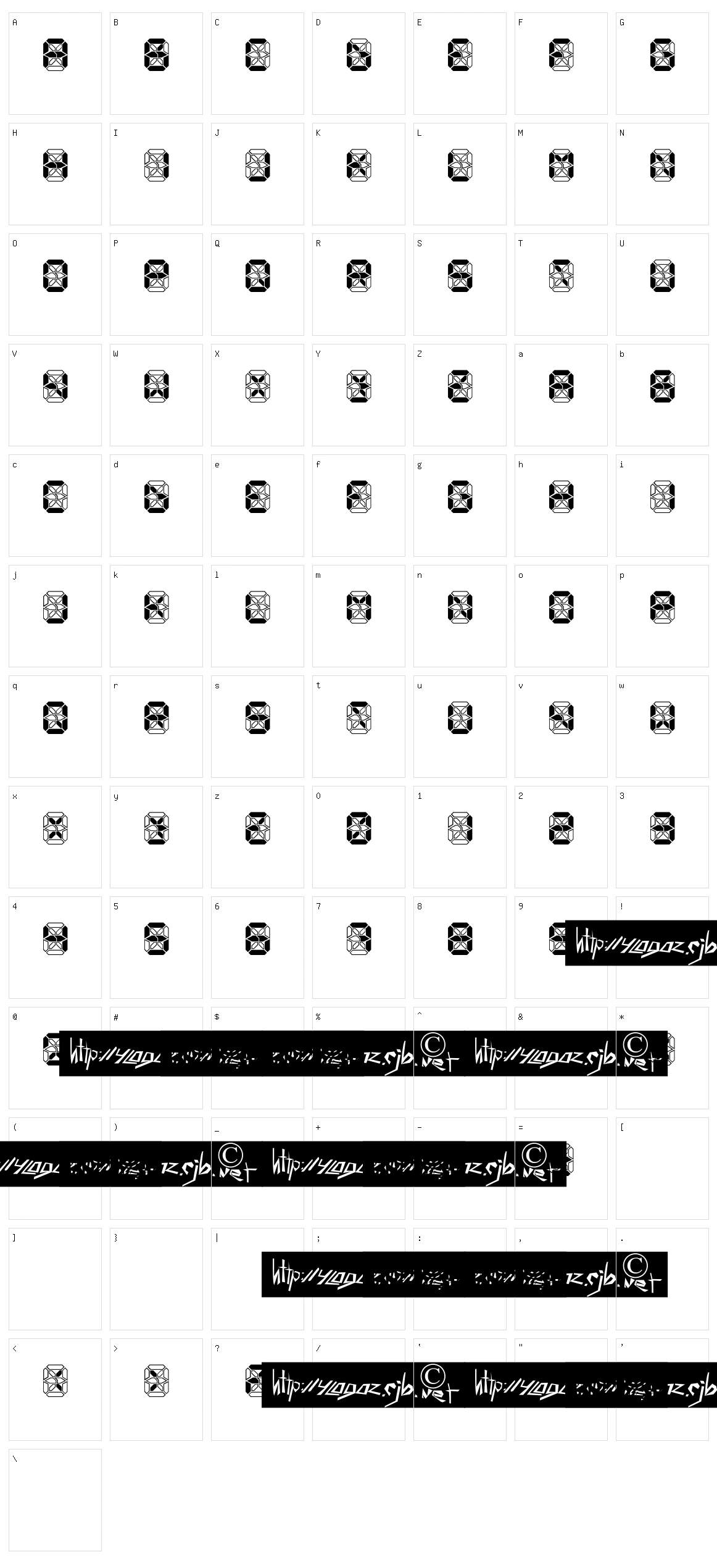 Crashed Scoreboard Character Set