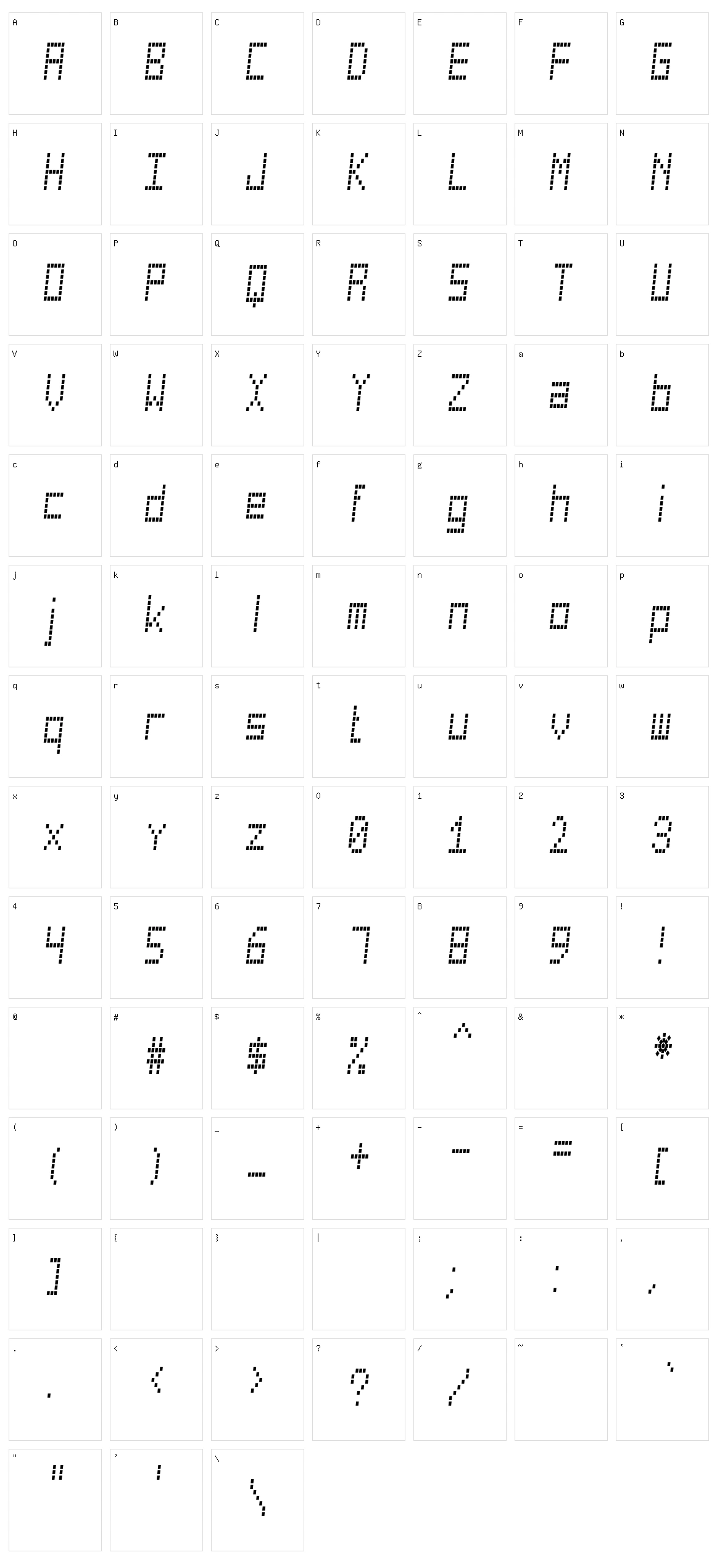 Cuadrada St Character Set