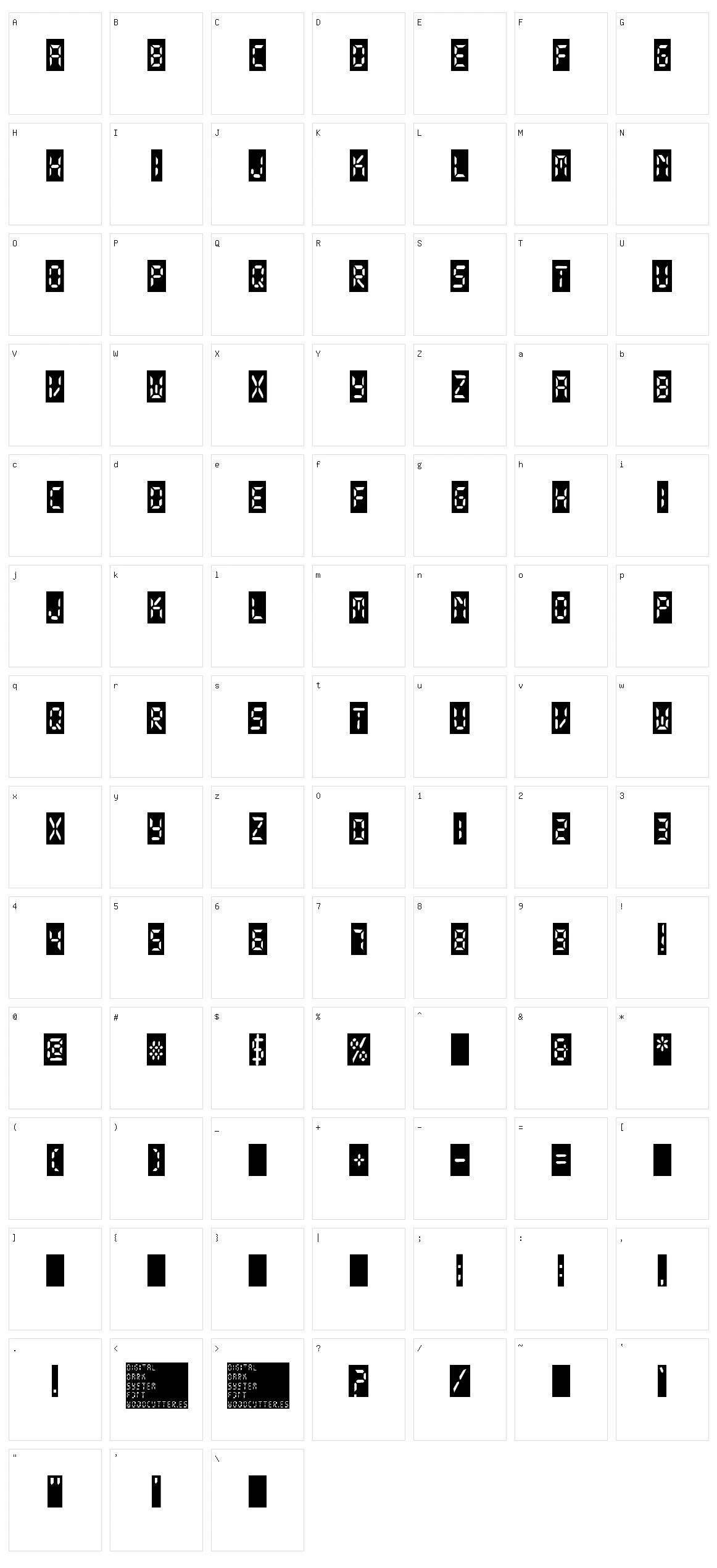 Digital Dark System Character Set