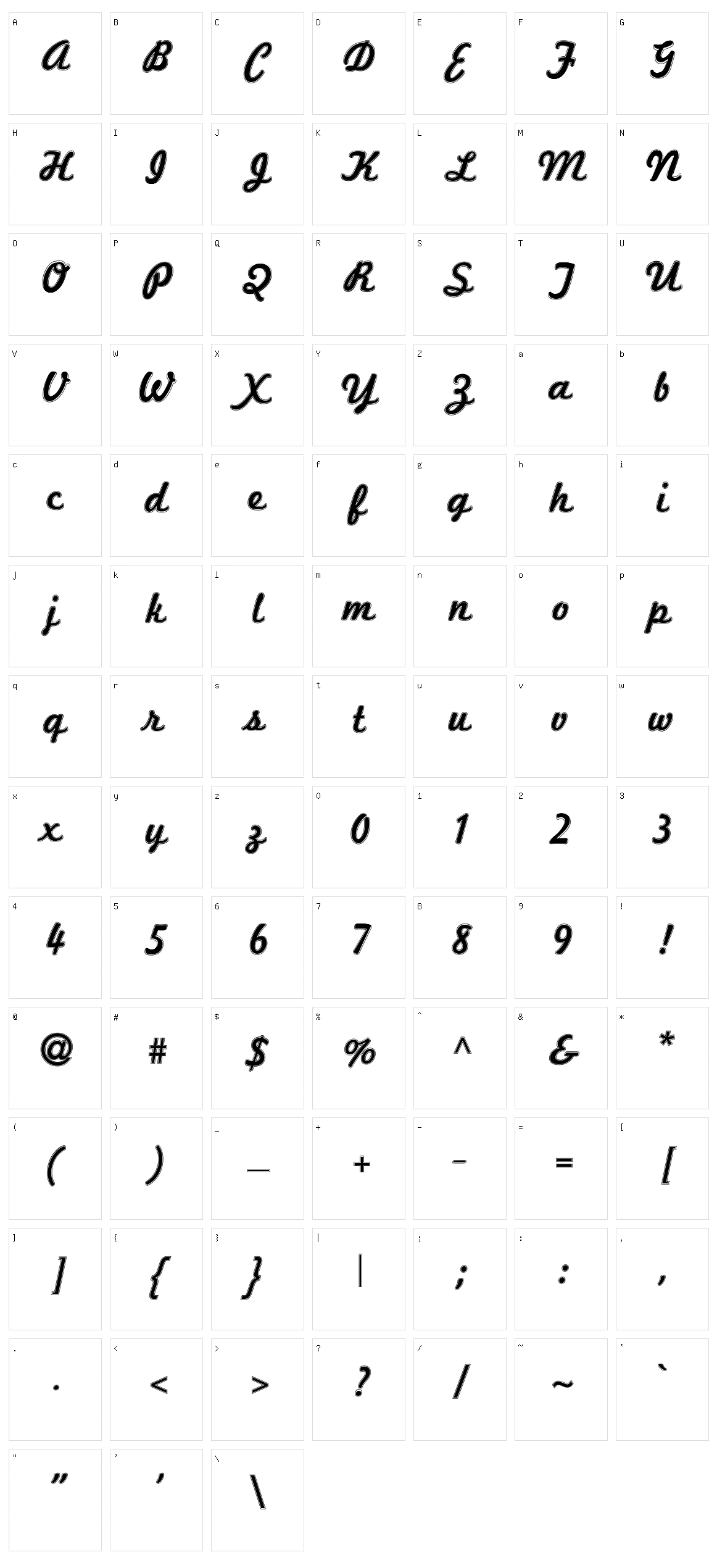 Marketing Script Character Set