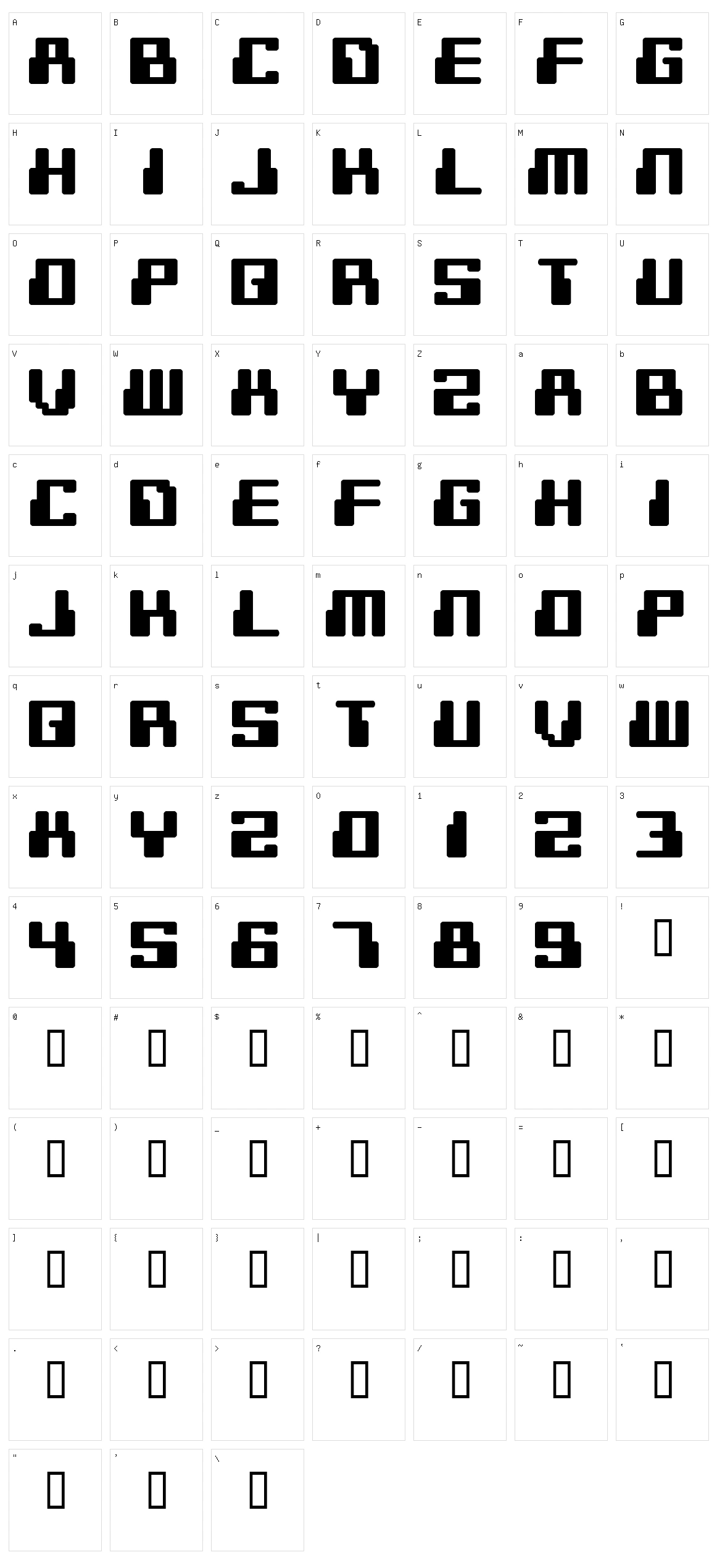 Digitek Character Set