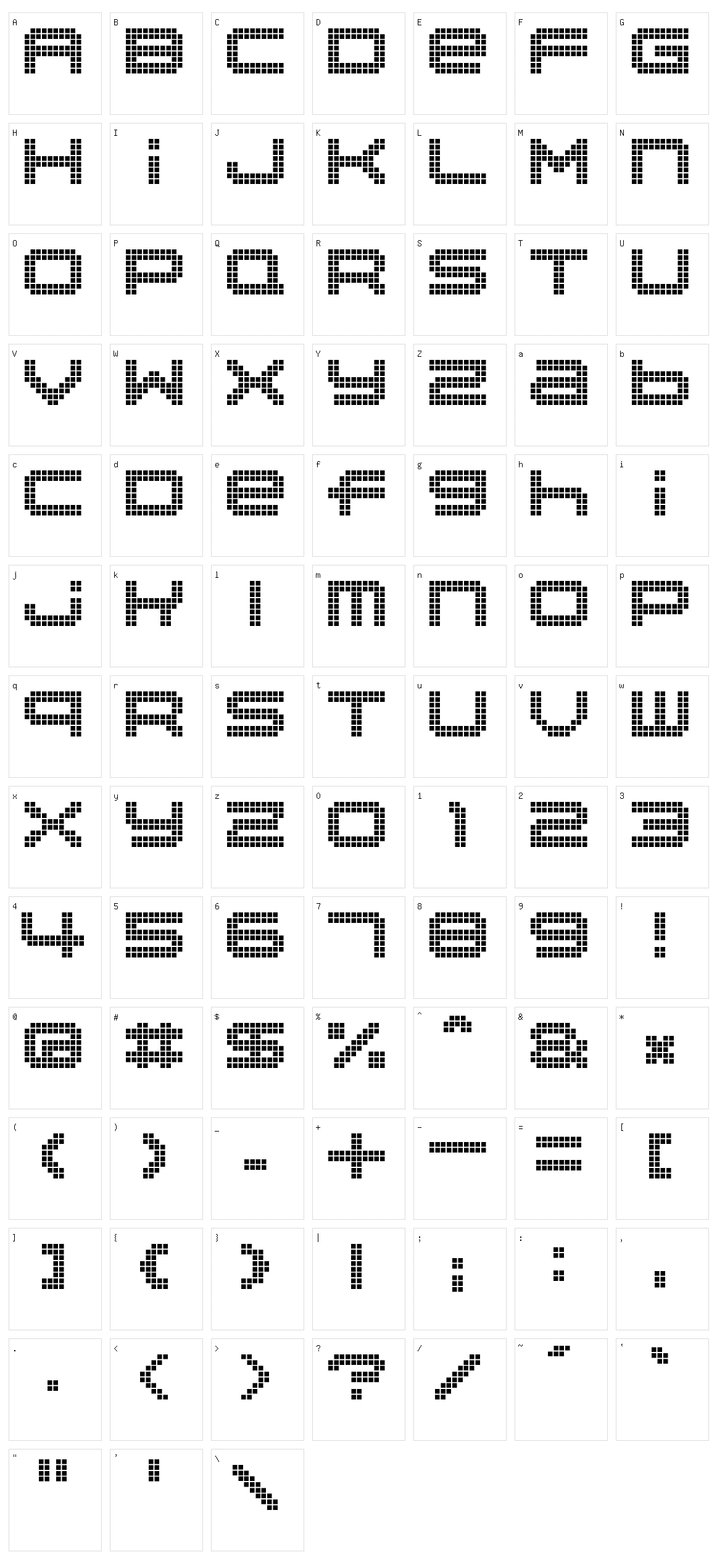 Disorient Pixels Character Set