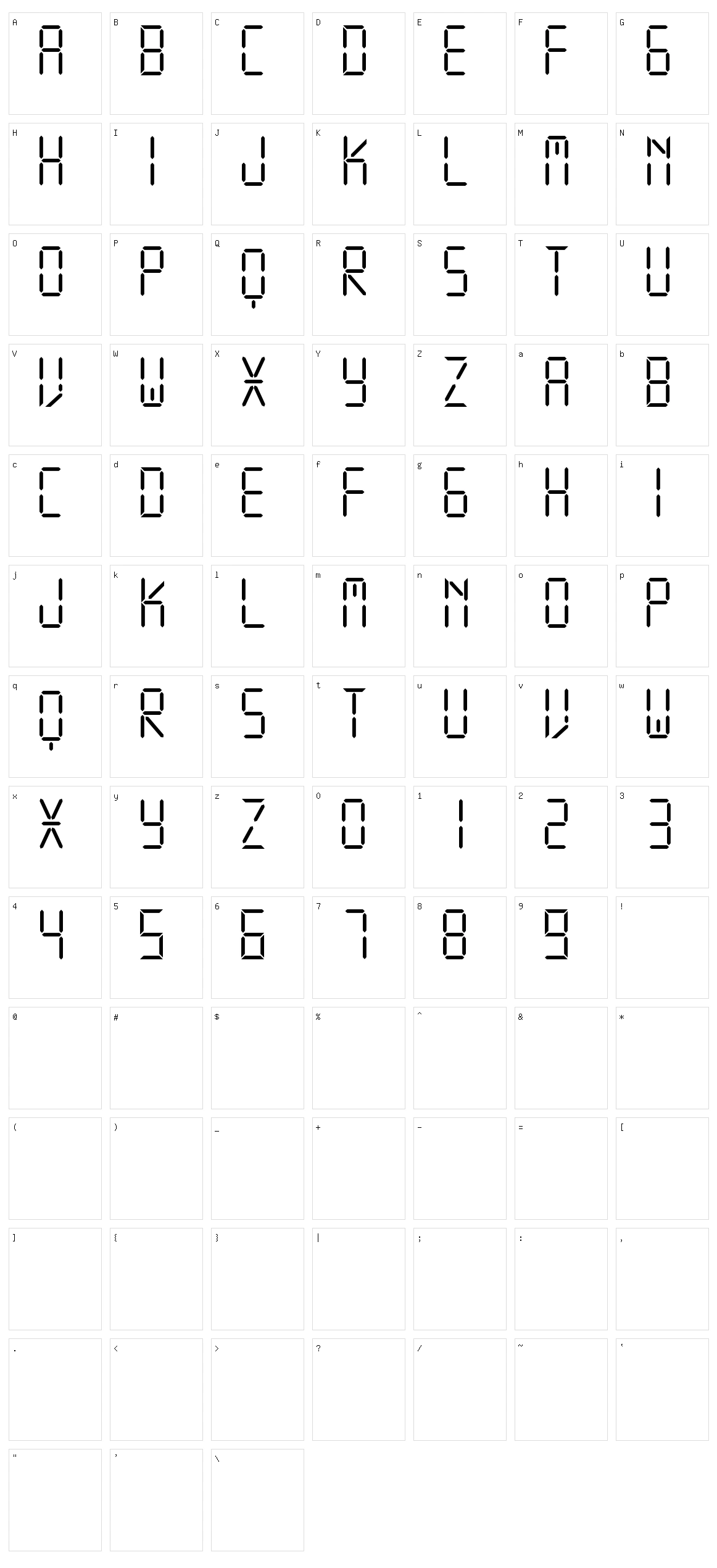 Display Free TFB Character Set