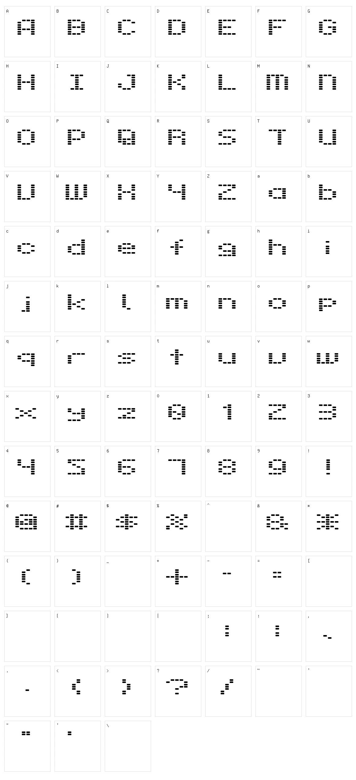 Dot 28 Character Set