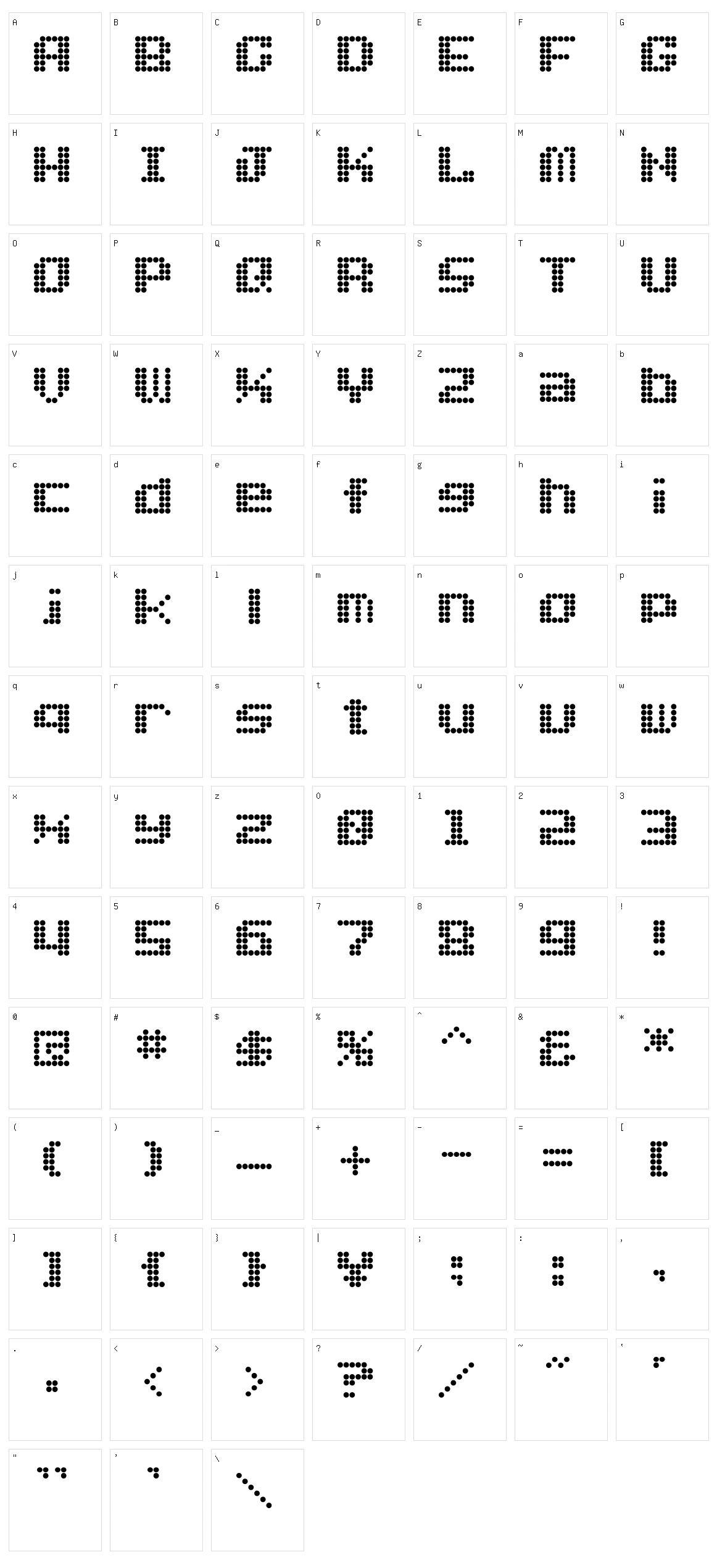 Dot Font Character Set