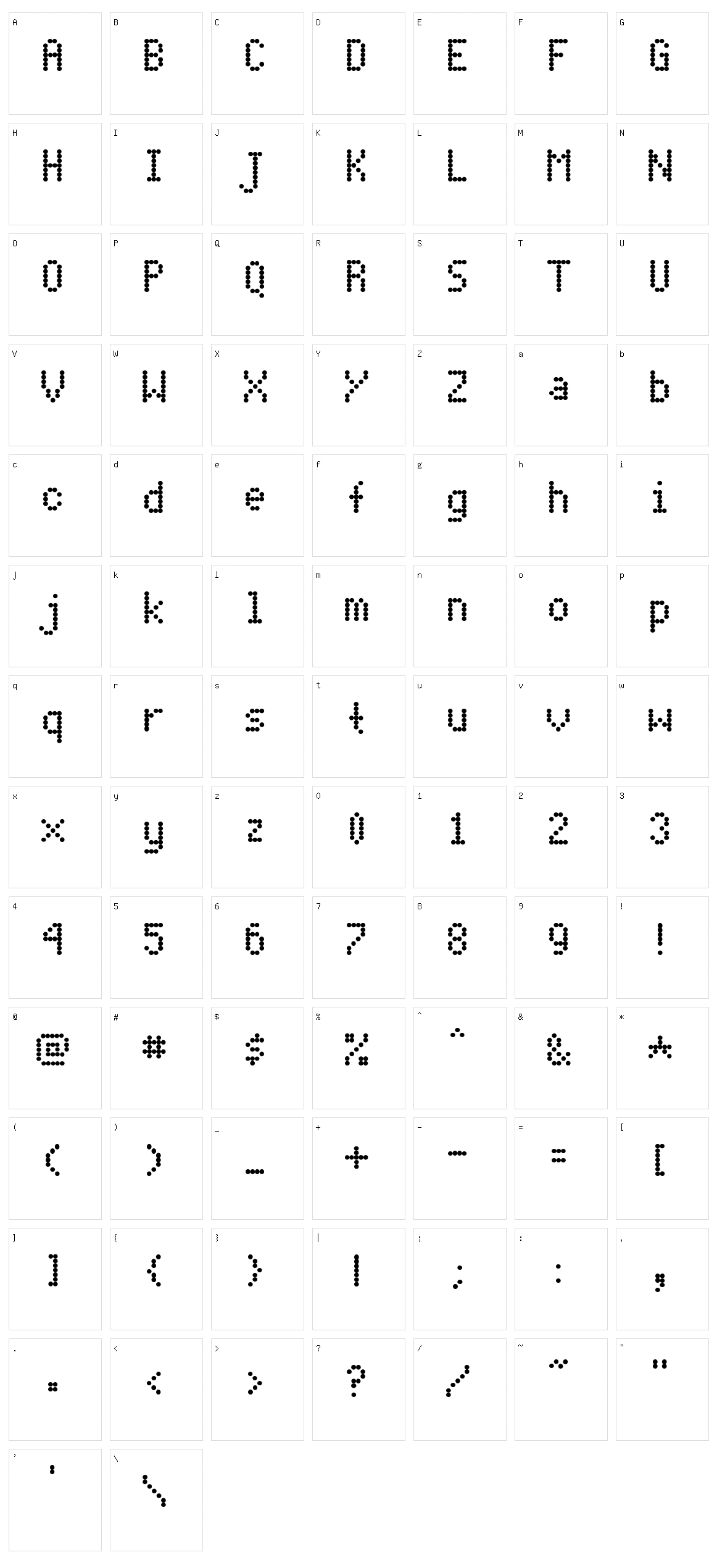 Dot Matrix Character Set