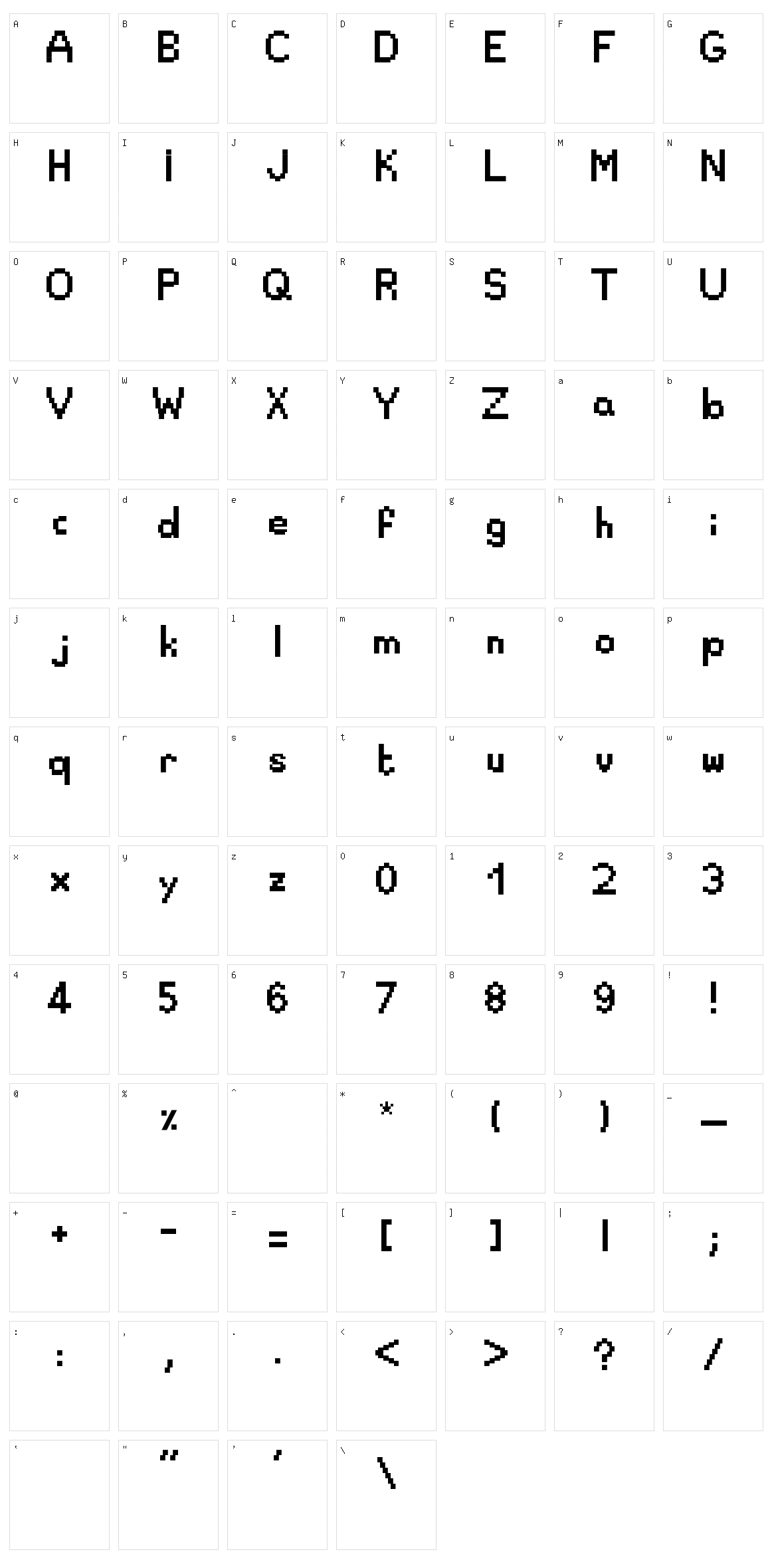 Draxel Character Set