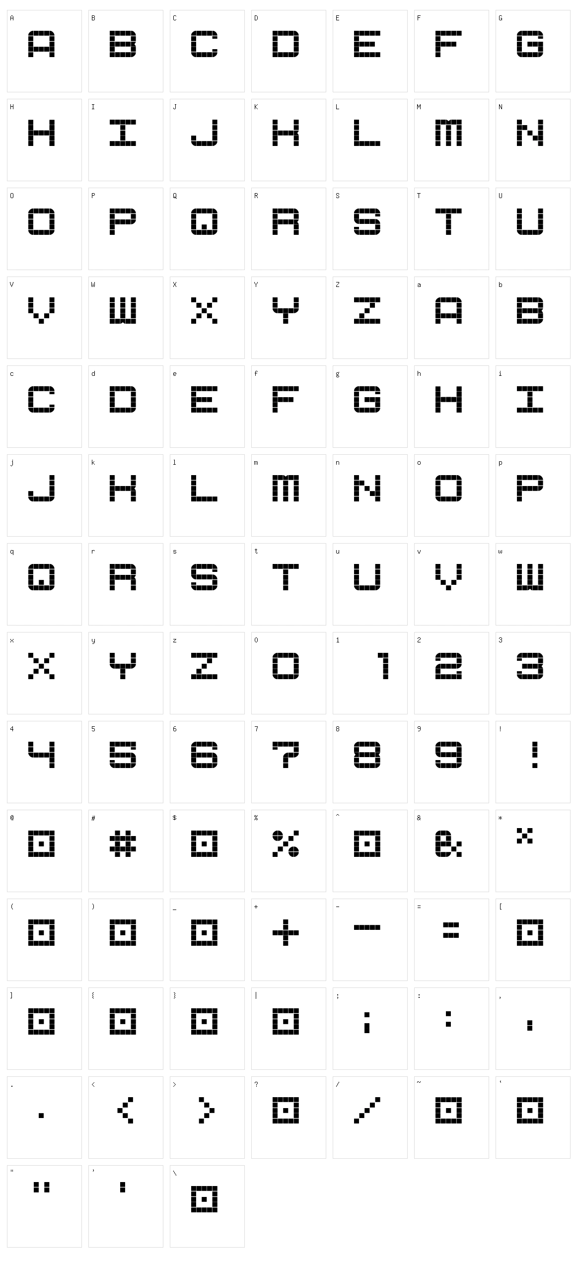 G7 Cube 5 Character Set
