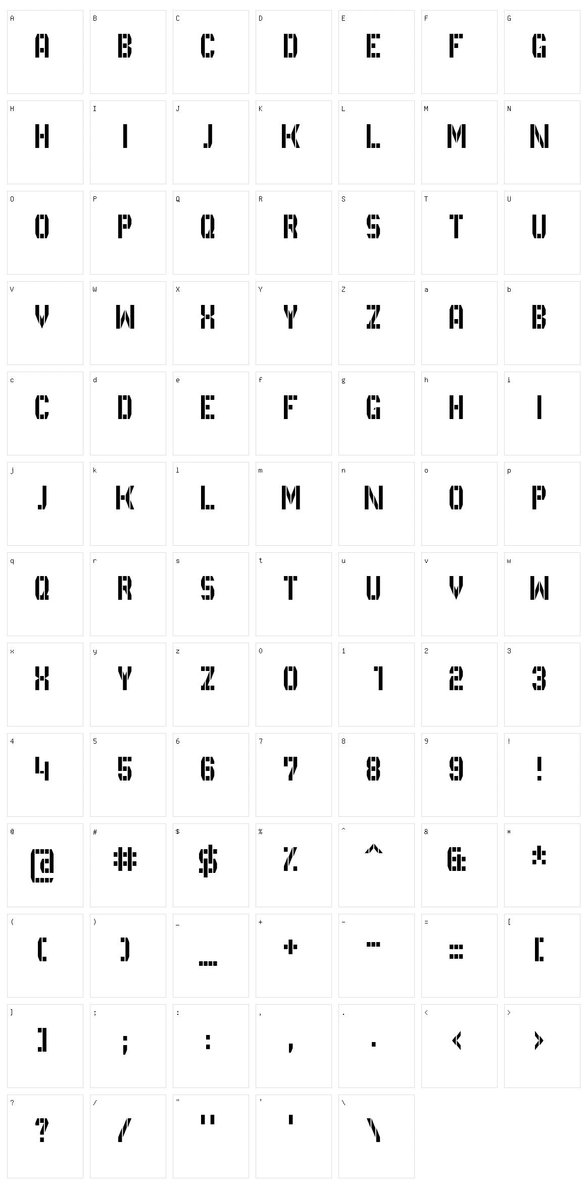 GVB Bus PID 5x3 Character Set