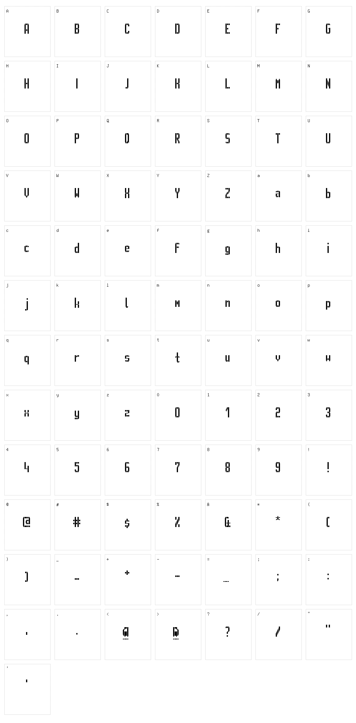GVB Metro Pid Character Set