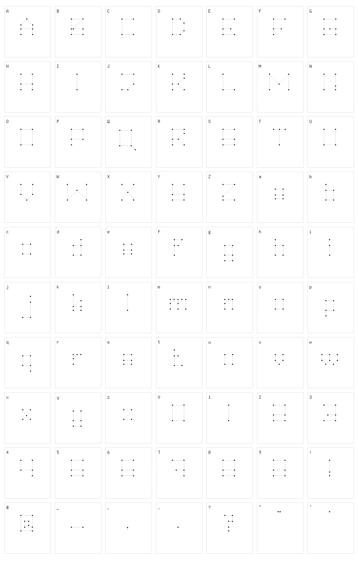Hei dots follow me! Character Set