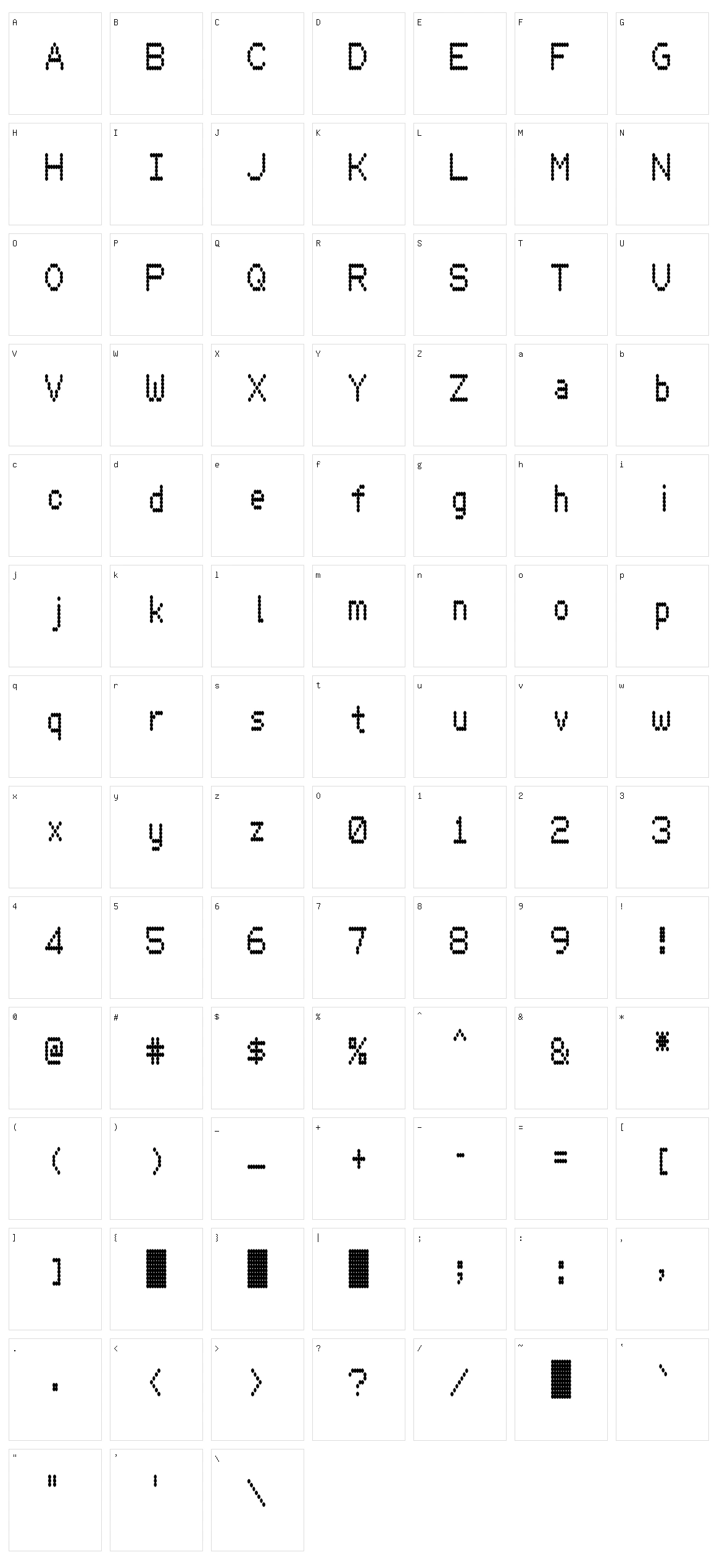 Hydrogen Type Character Set