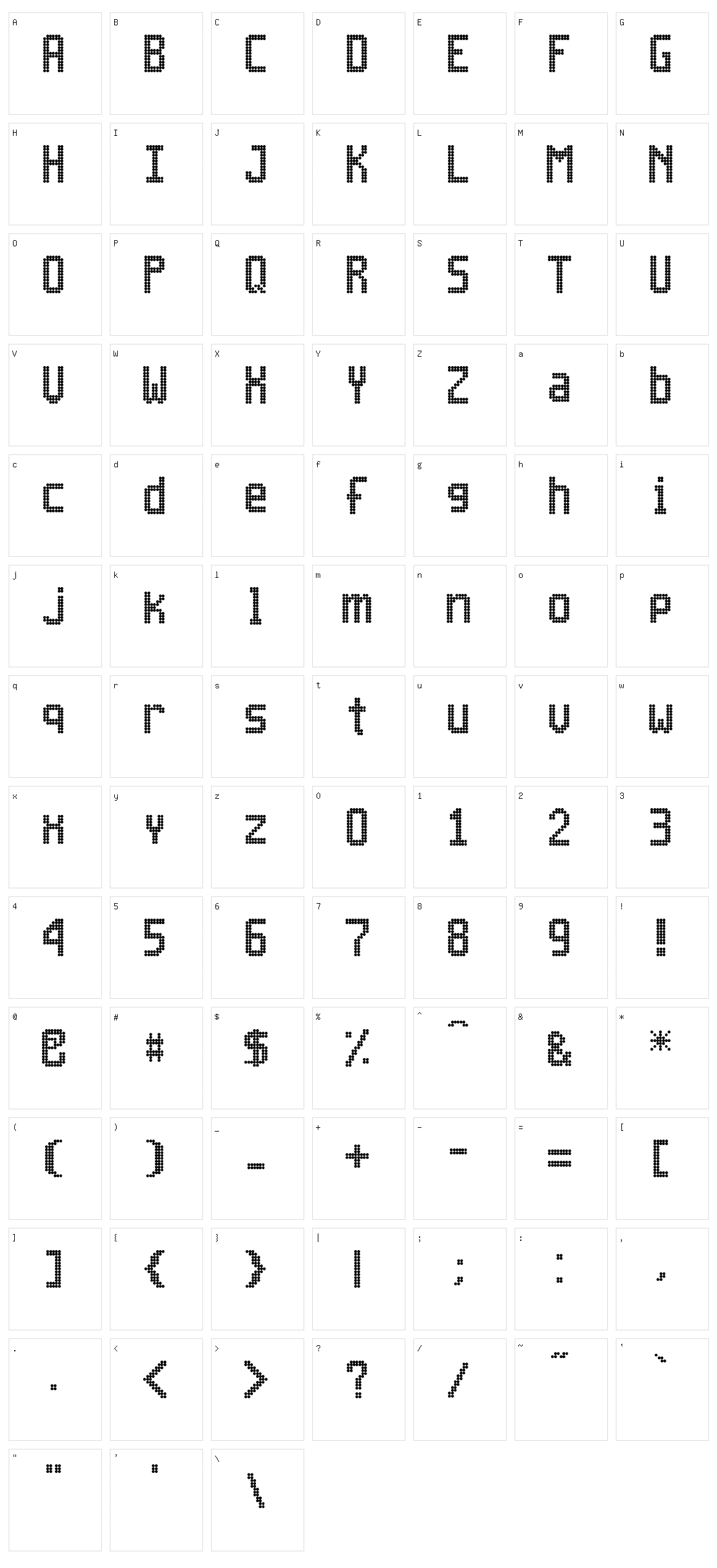 Inova 13x7 Character Set