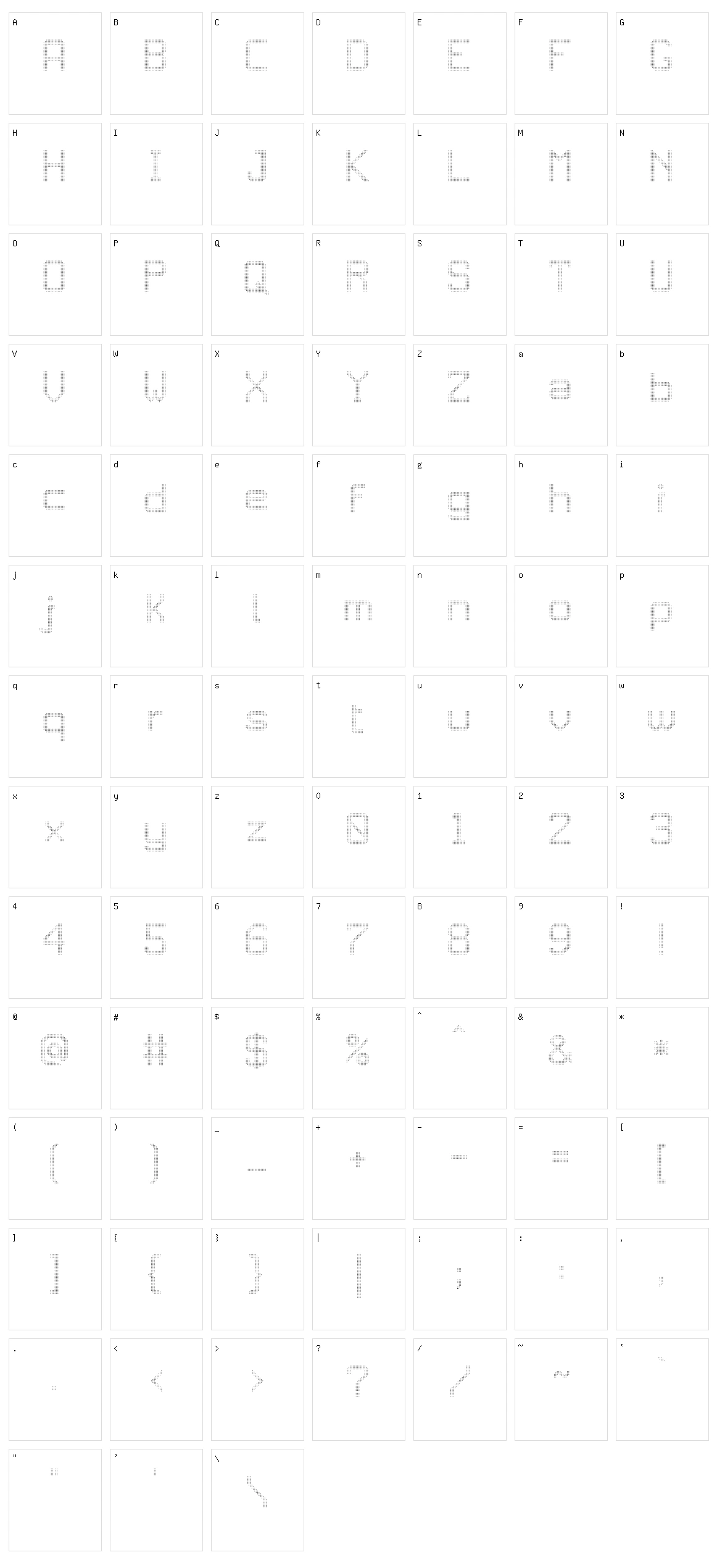 JD DigiSquare Character Set