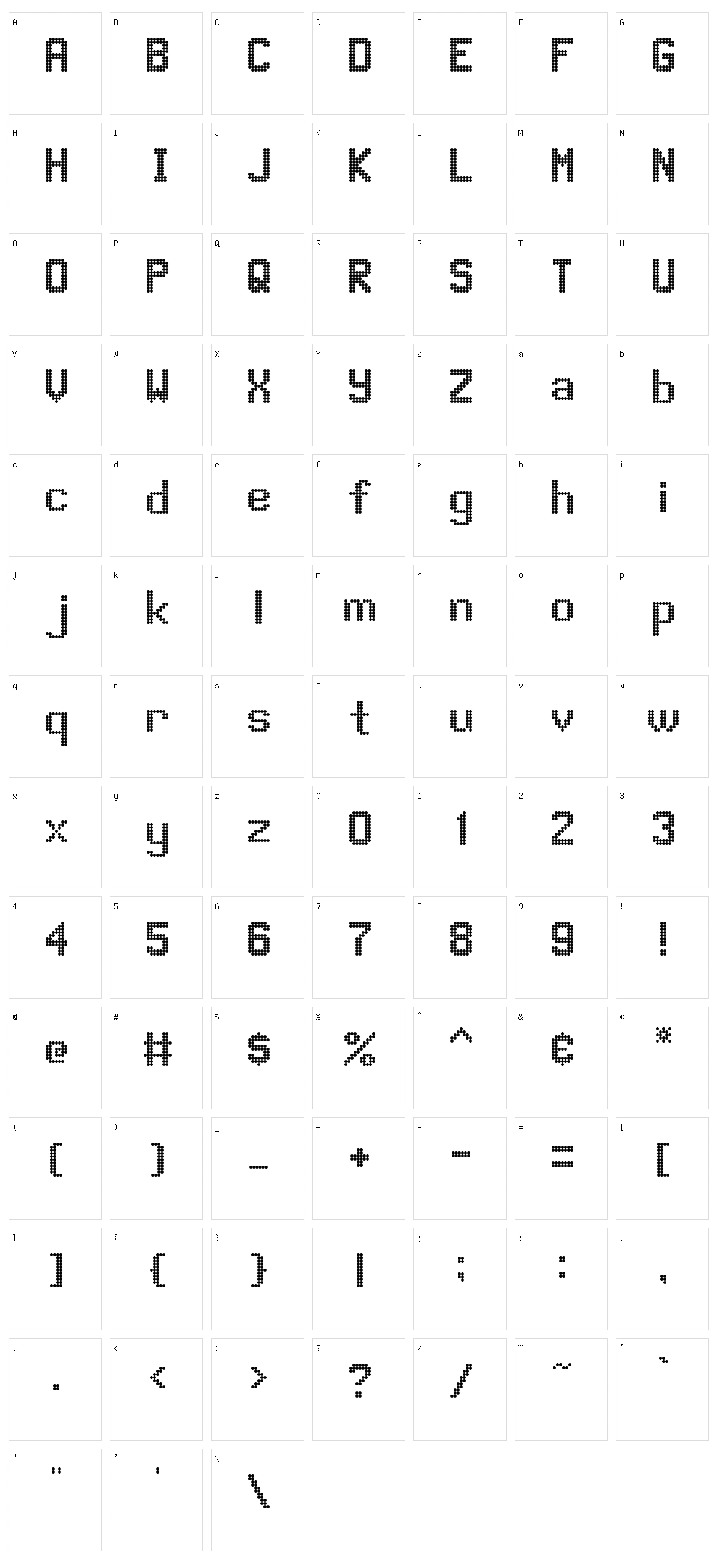 Kone KSS 470 Character Set