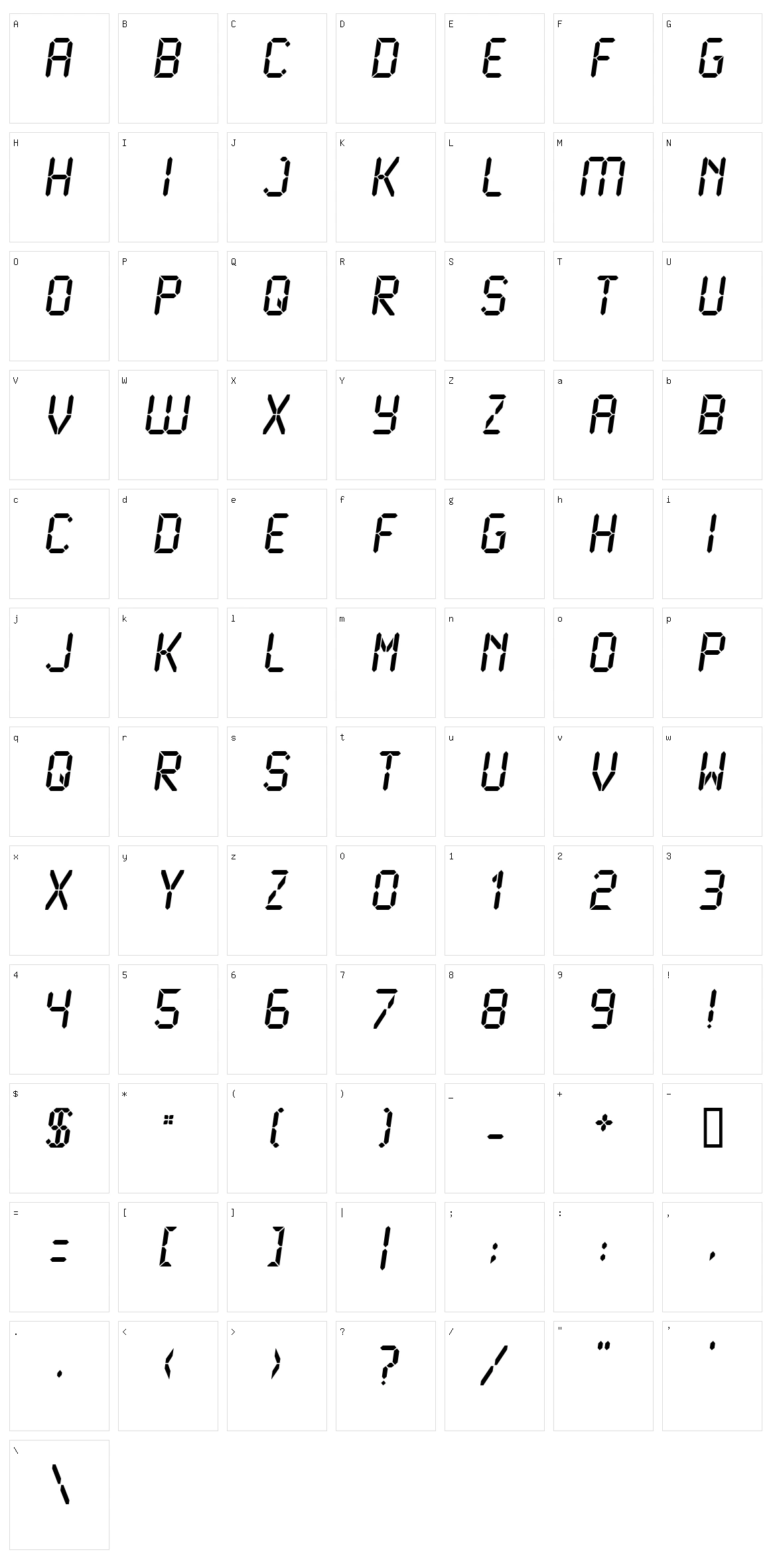 LCD LCD Mono Character Set