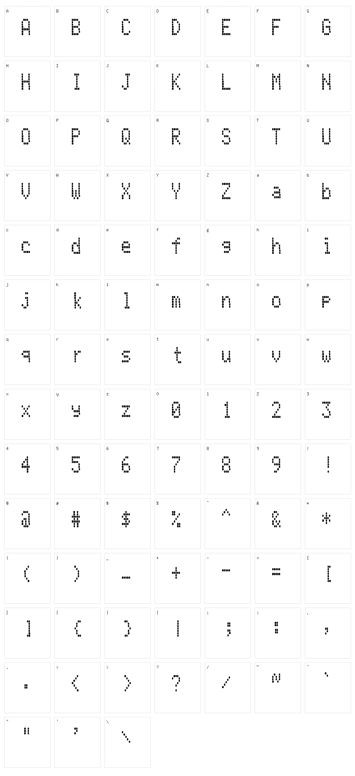 LCD AT&T Phone Character Set