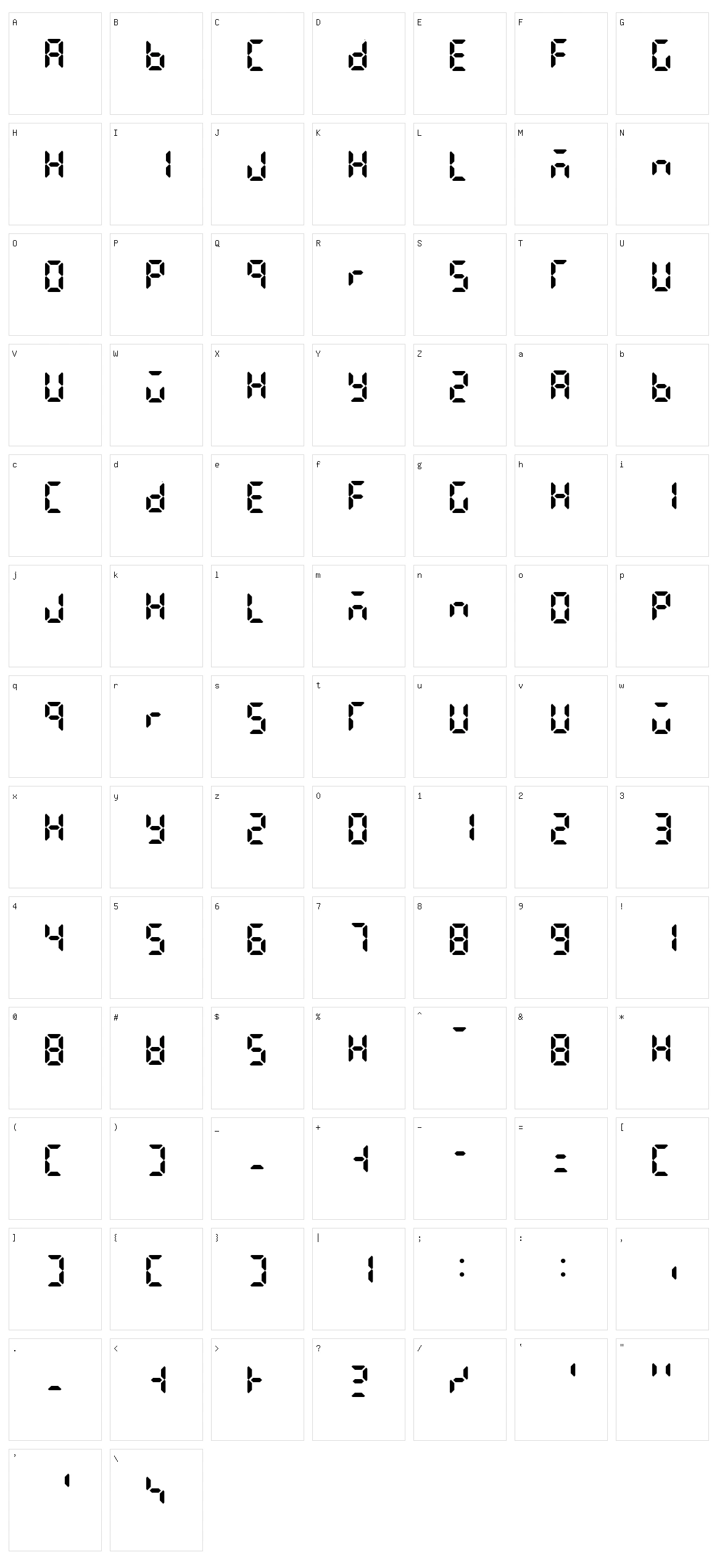 LCD AT&T Phone Time Date Character Set
