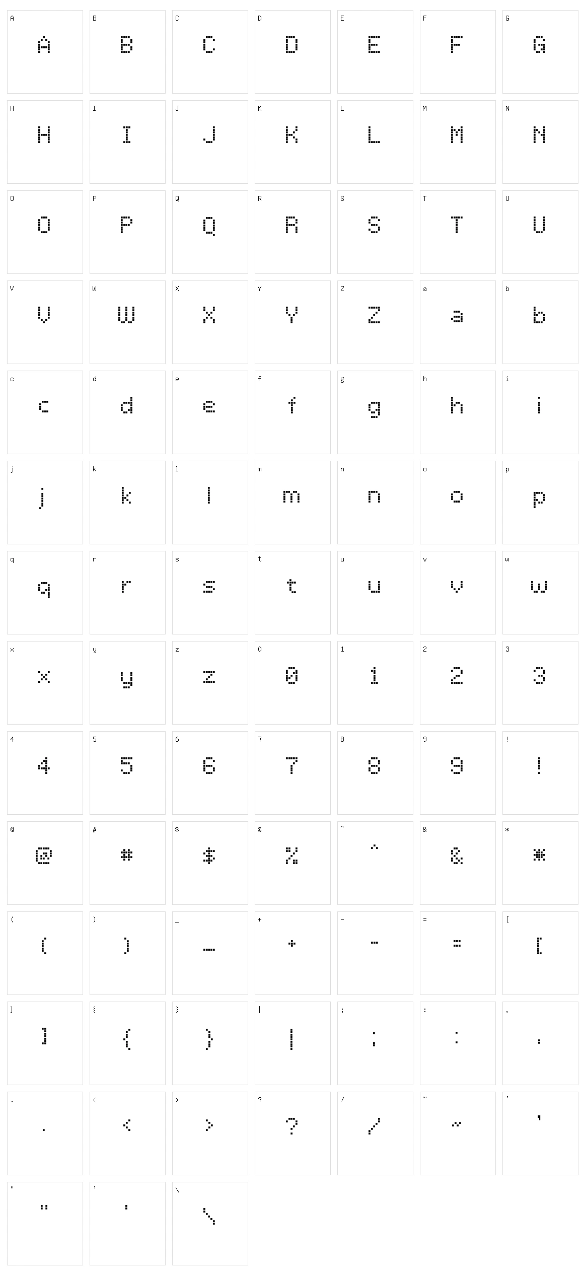 LCD Dot Character Set
