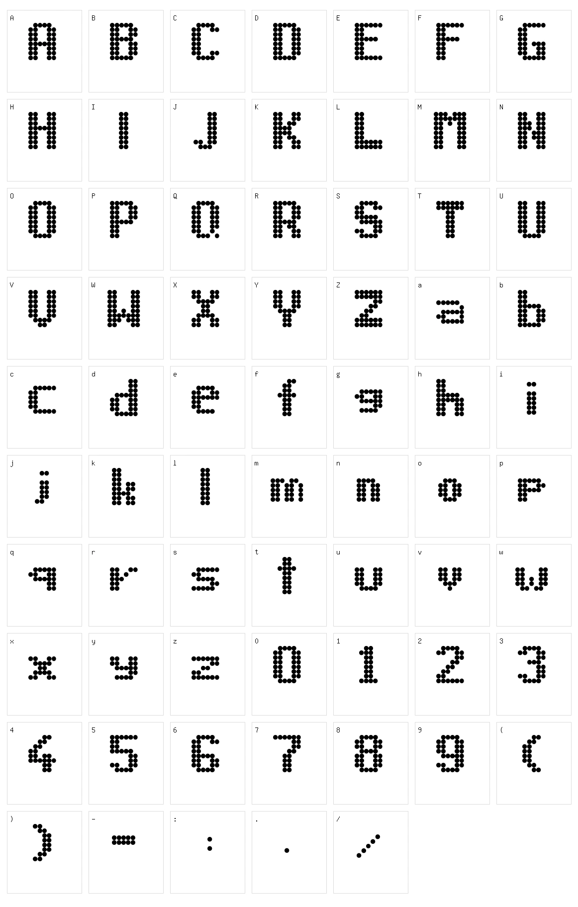 Led 8x6 Character Set