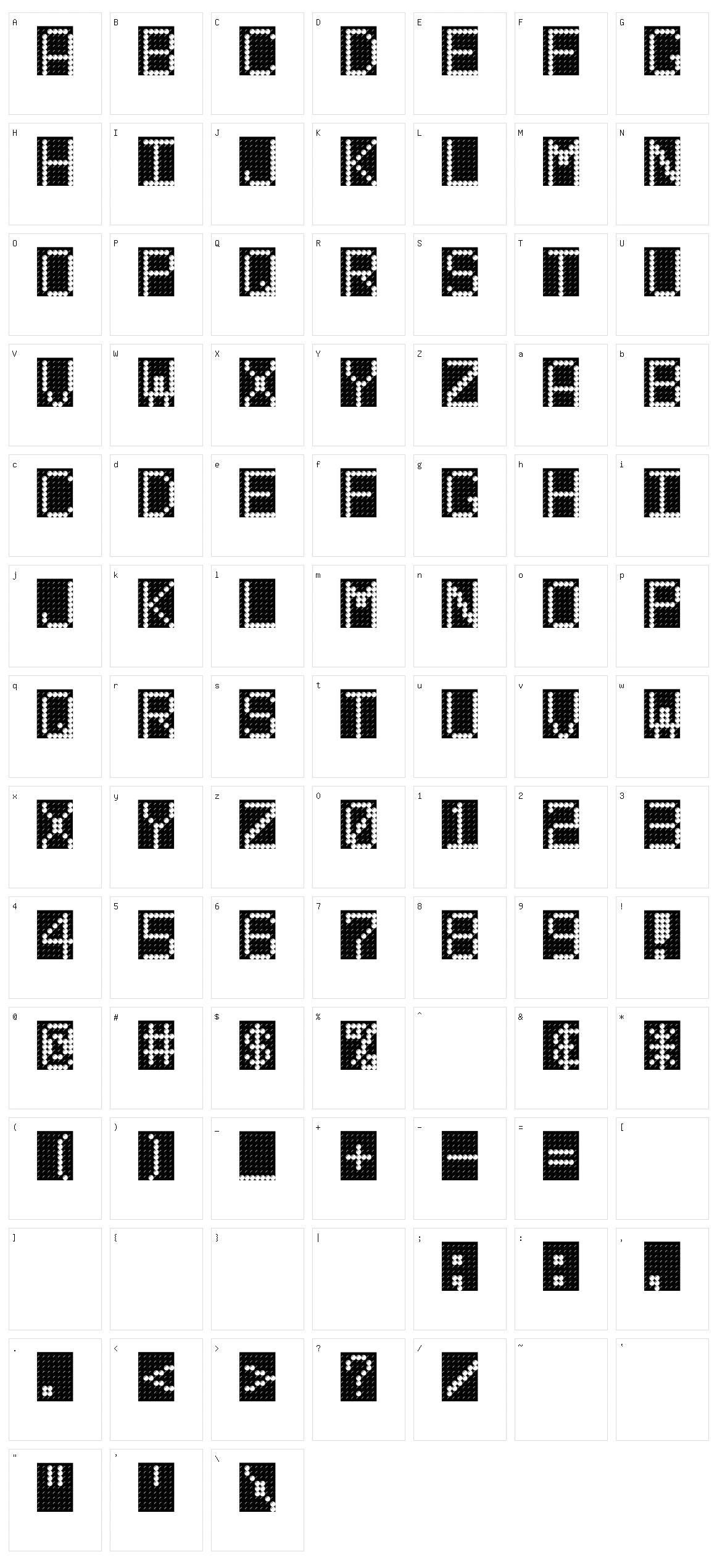 Led Board Character Set