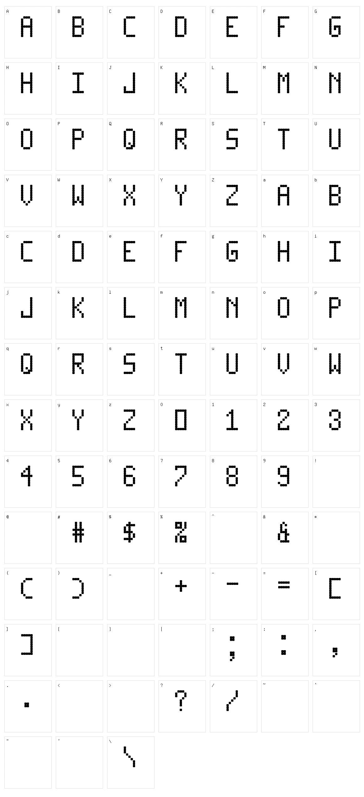 LED LCD 123 Character Set