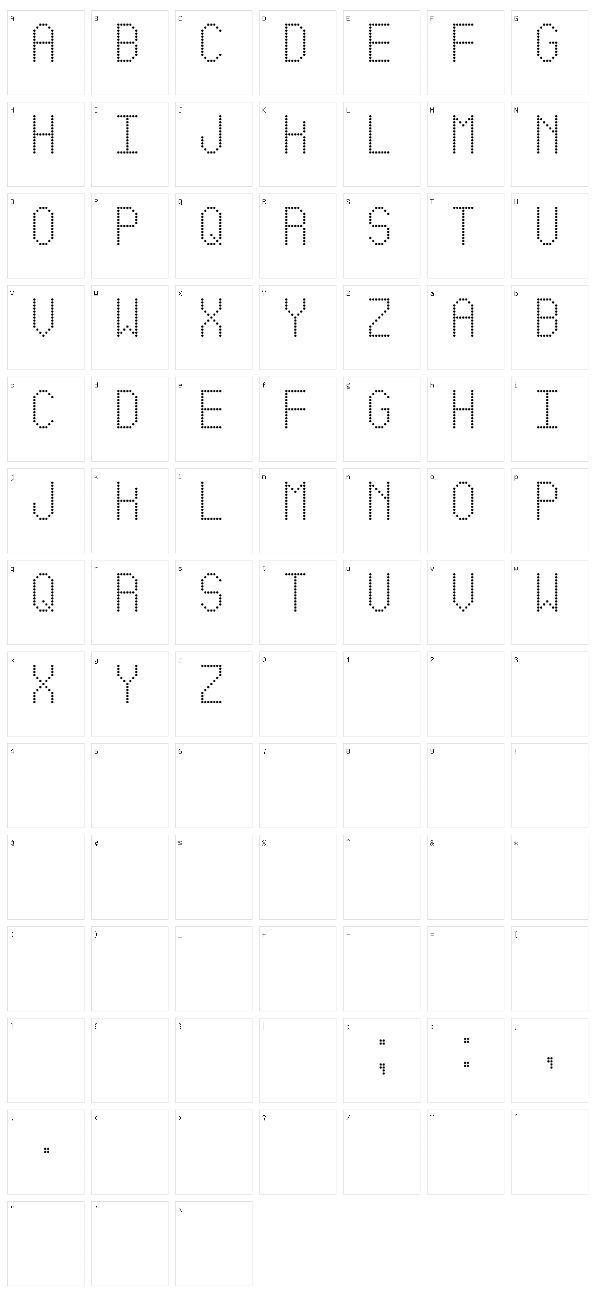 Led Simple ST Character Set