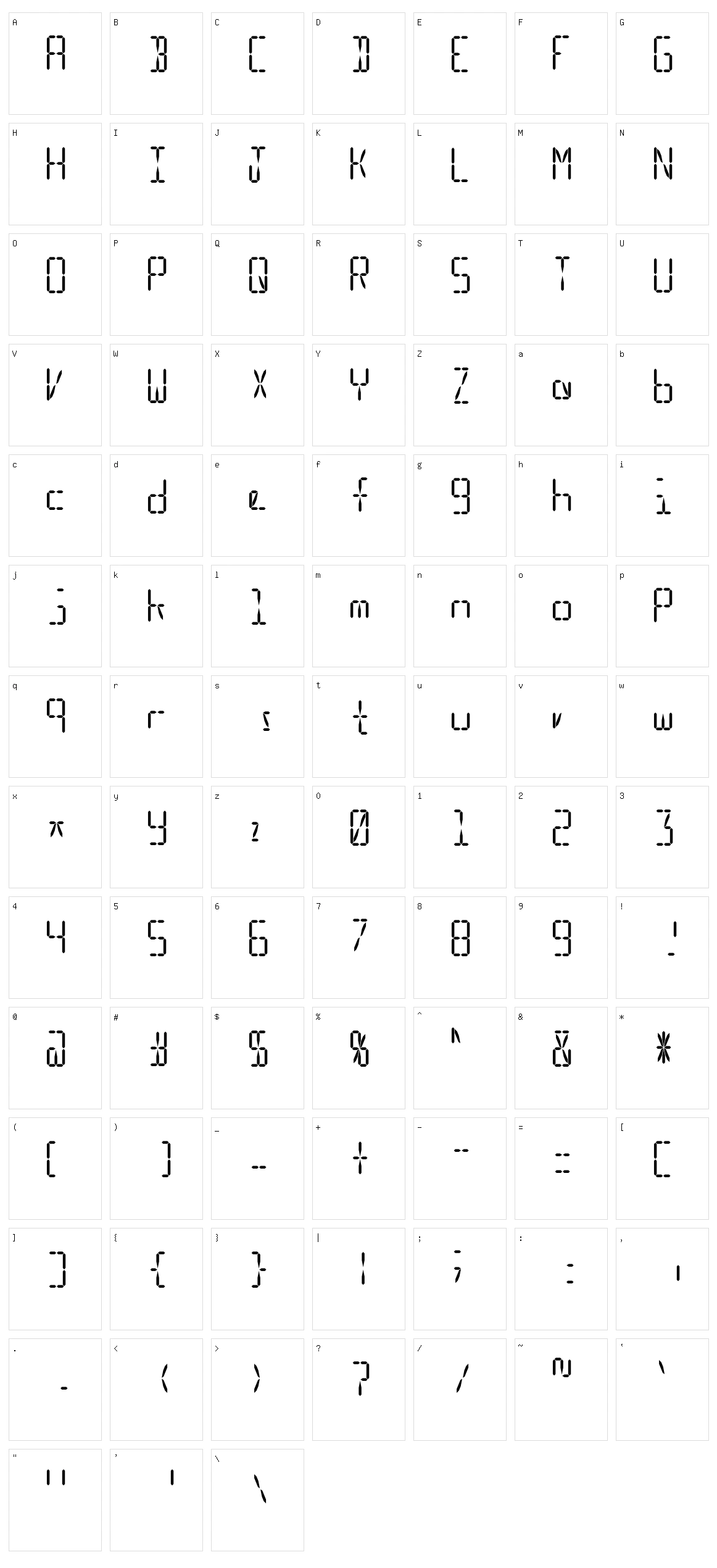 LED Simulator Character Set
