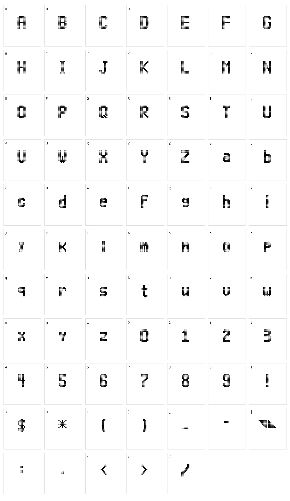 Lightdot 11x6 Character Set