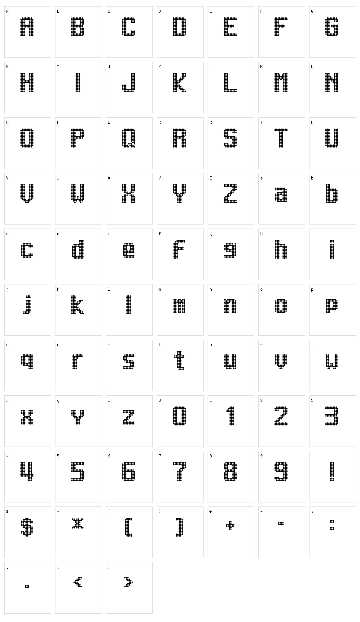 Lightdot 13x9 Character Set