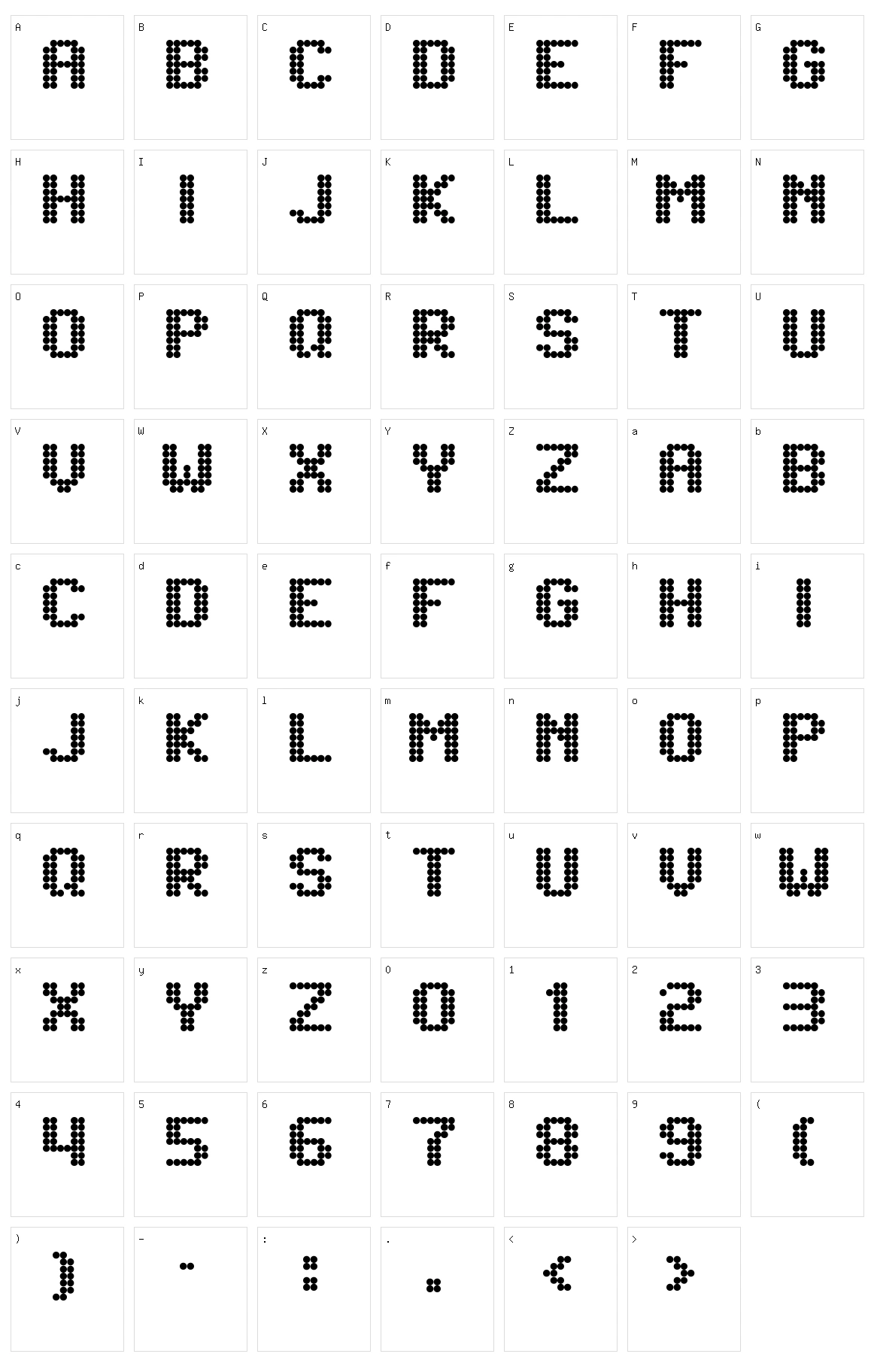 Lightdot 7x6 Character Set