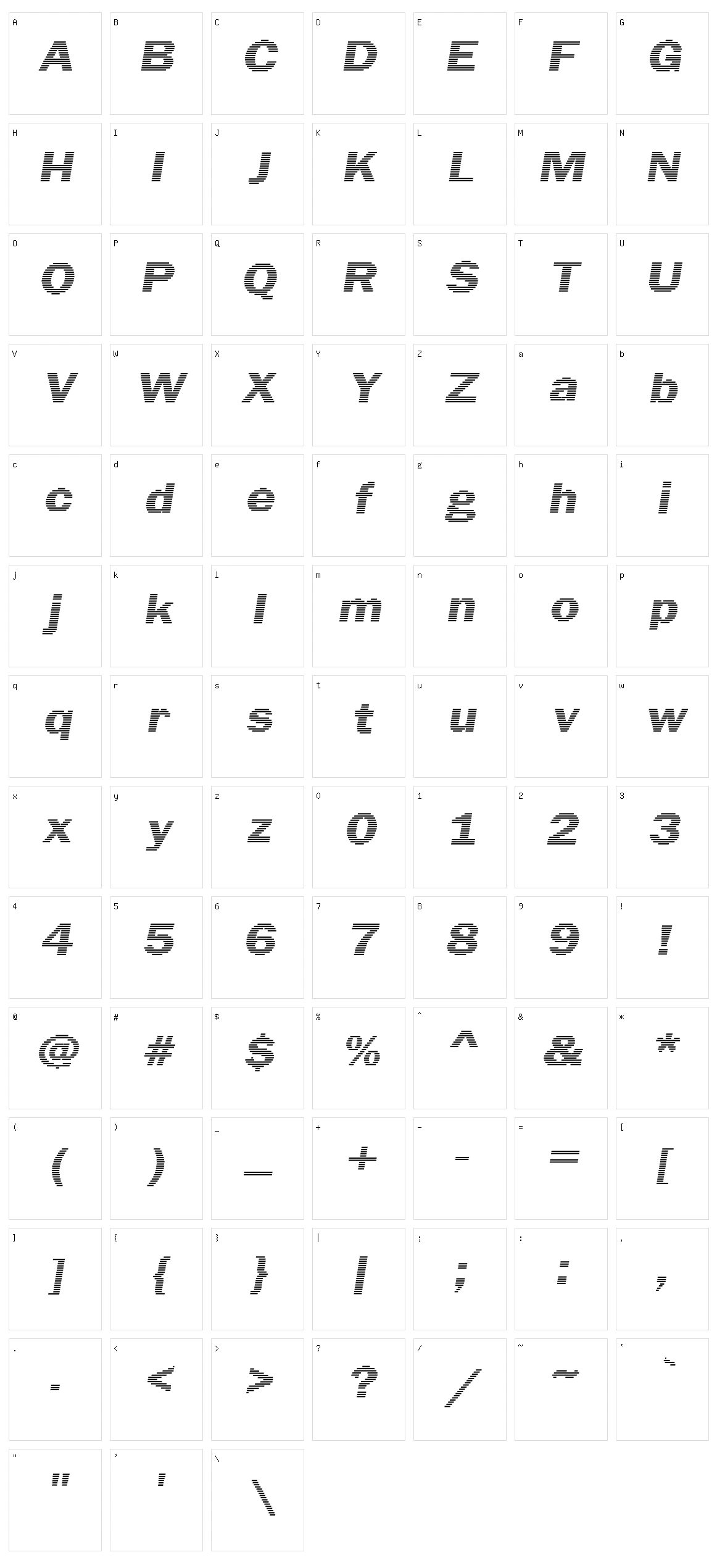 Linear Beam Character Set
