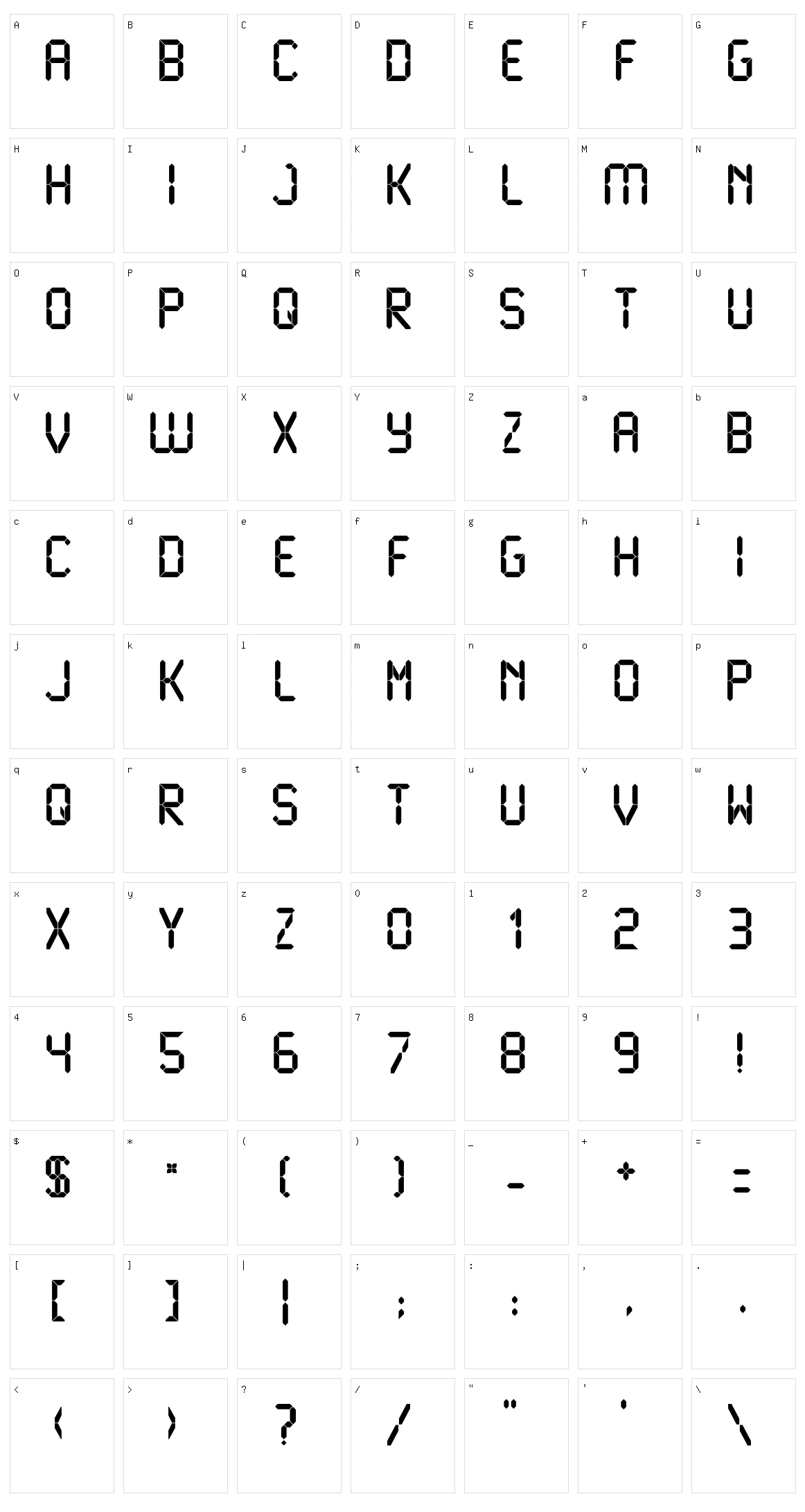 Liquid Crystal Character Set